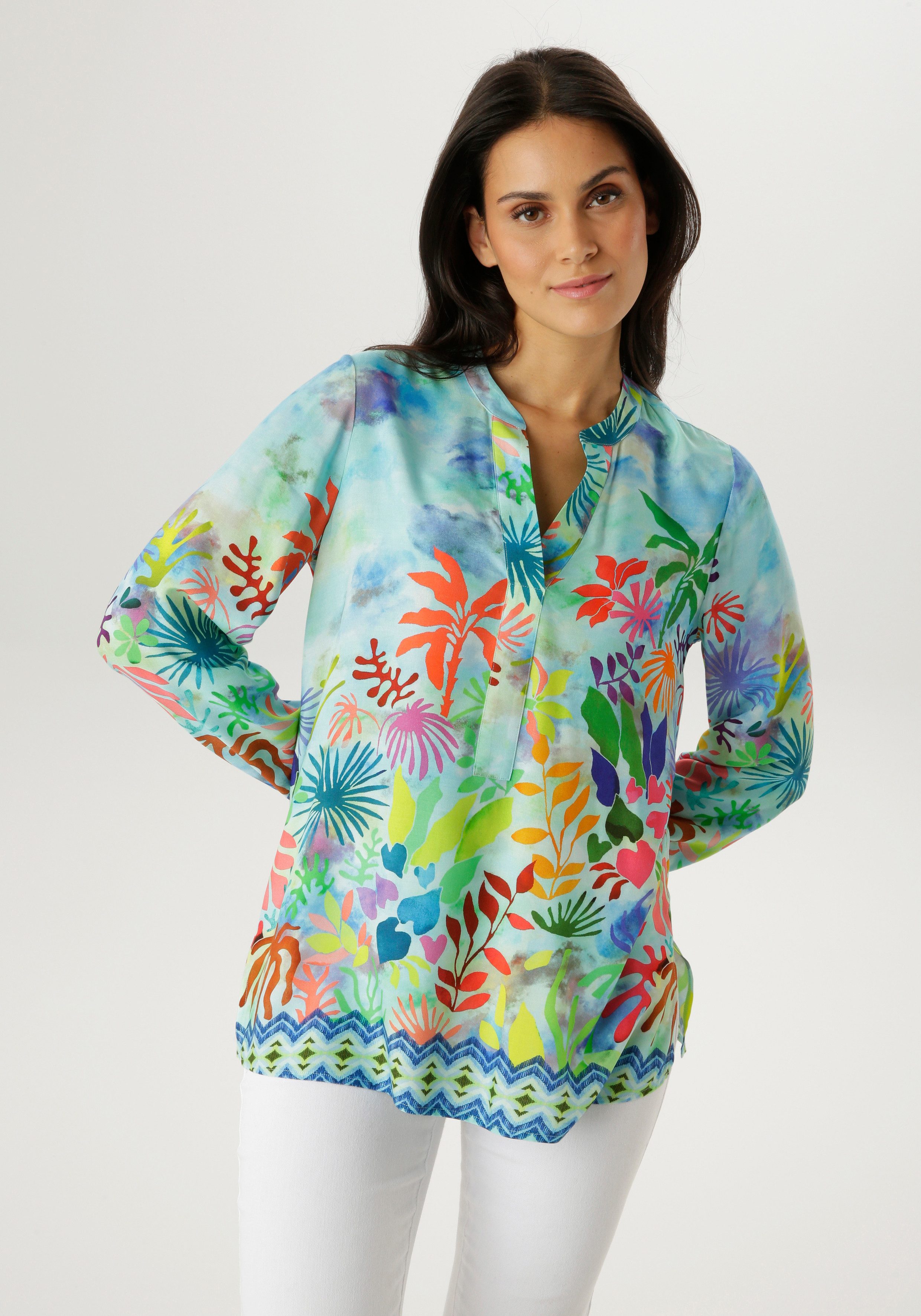 Aniston SELECTED Schlupfbluse mit ausdrucksstarken Korallenmuster - NEUE KOLLEKTION