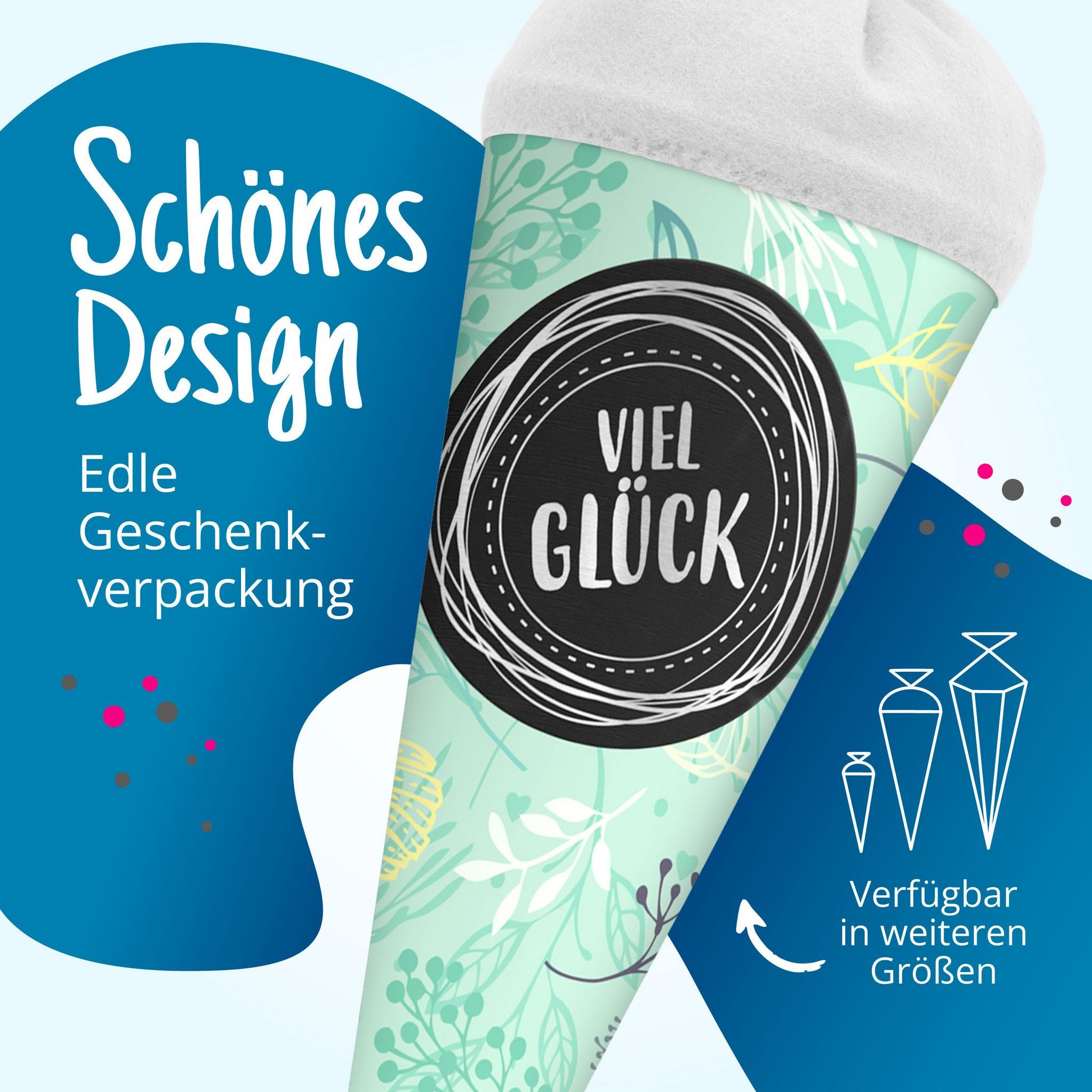 itenga Schultüte itenga Geschwisterschultüte 35cm Pflanzen VIEL GLÜ – Bild 4 von 5