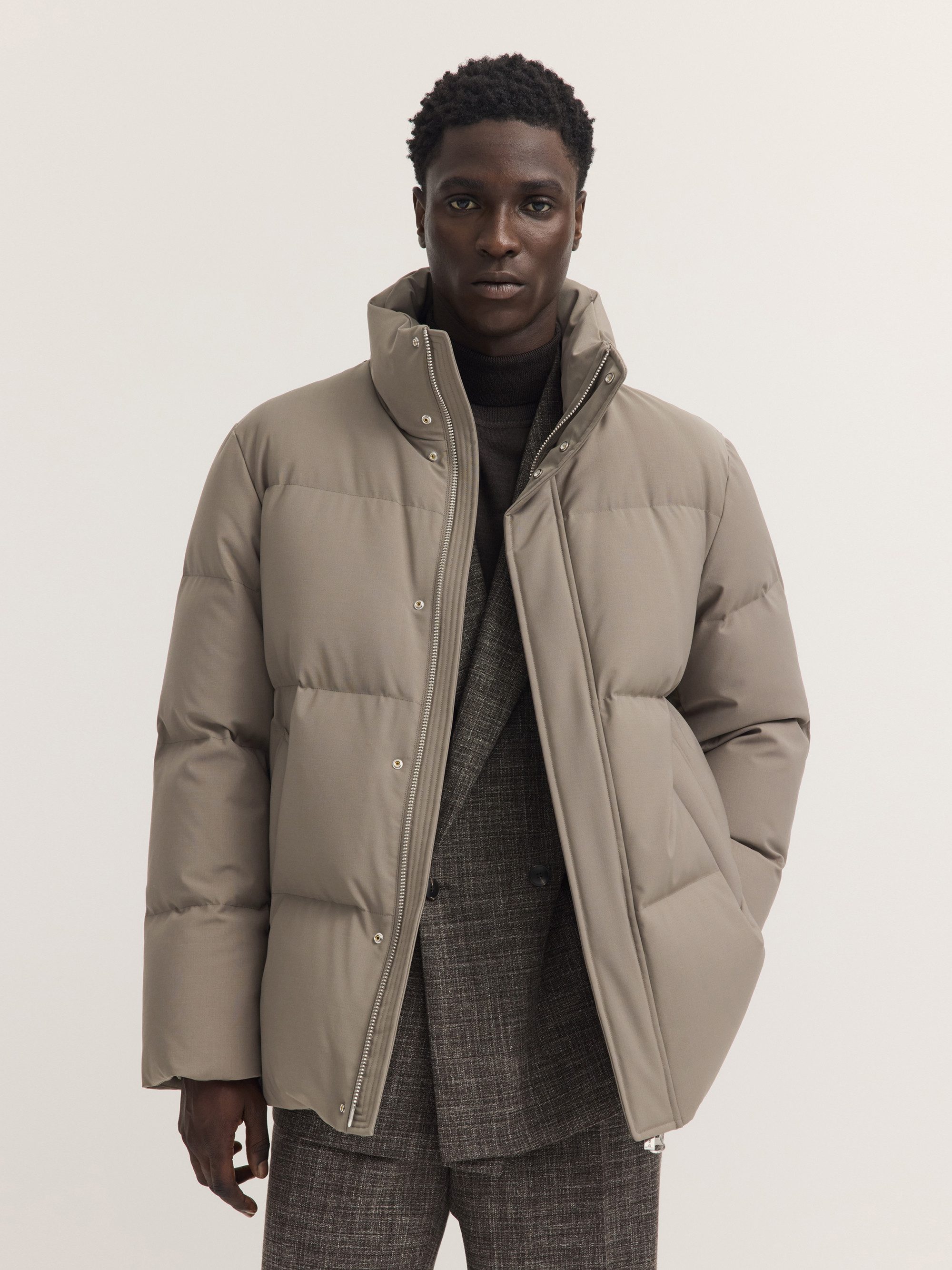 bugatti Parka Regular Fit Daune Stehkragen Schal inklusive