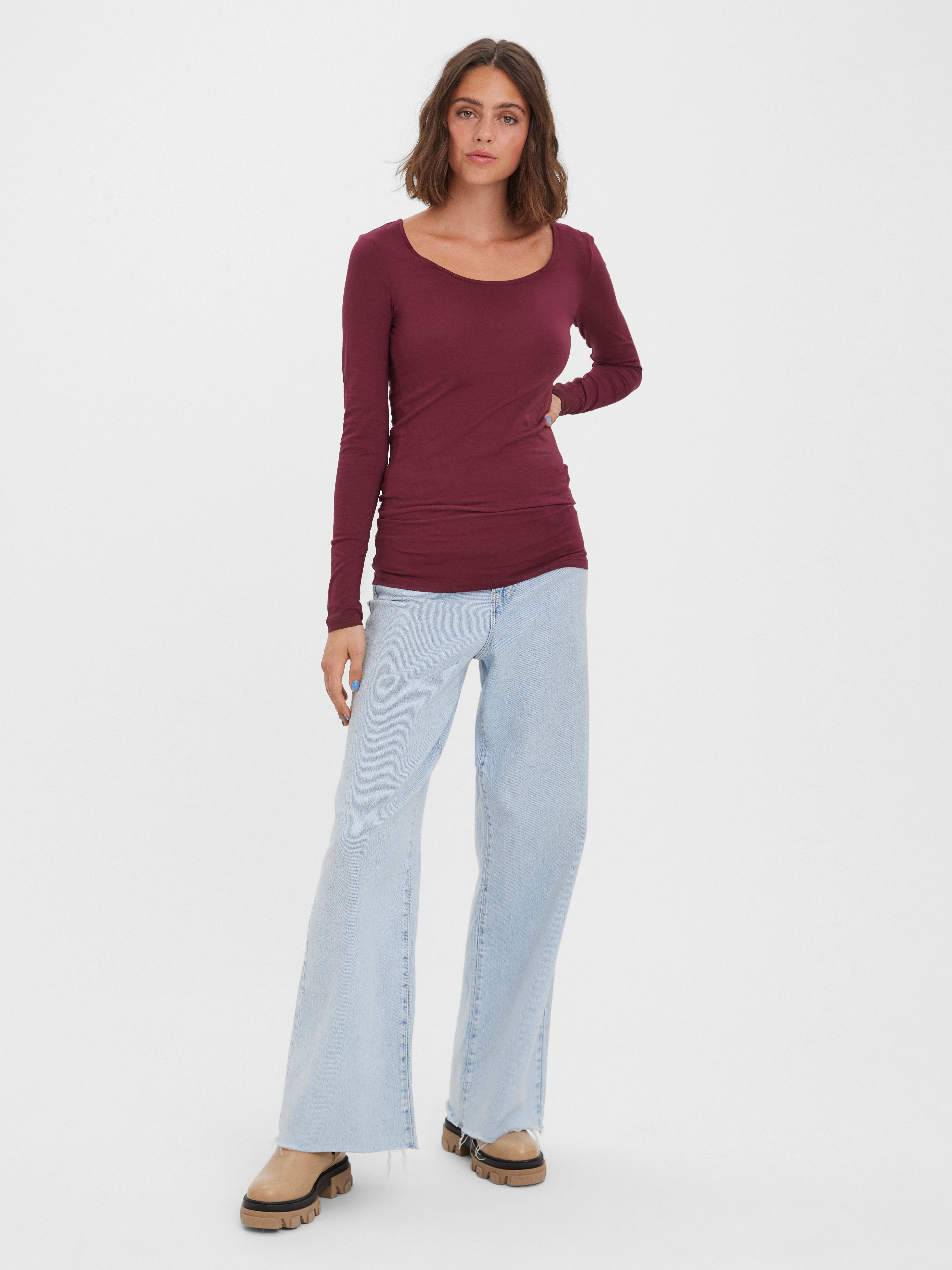 Vero Moda Langarmshirt VMMAXI MY LS SOFT LONG U-NECK NOOS Baumwollmischung, regular fit – Bild 3 von 5