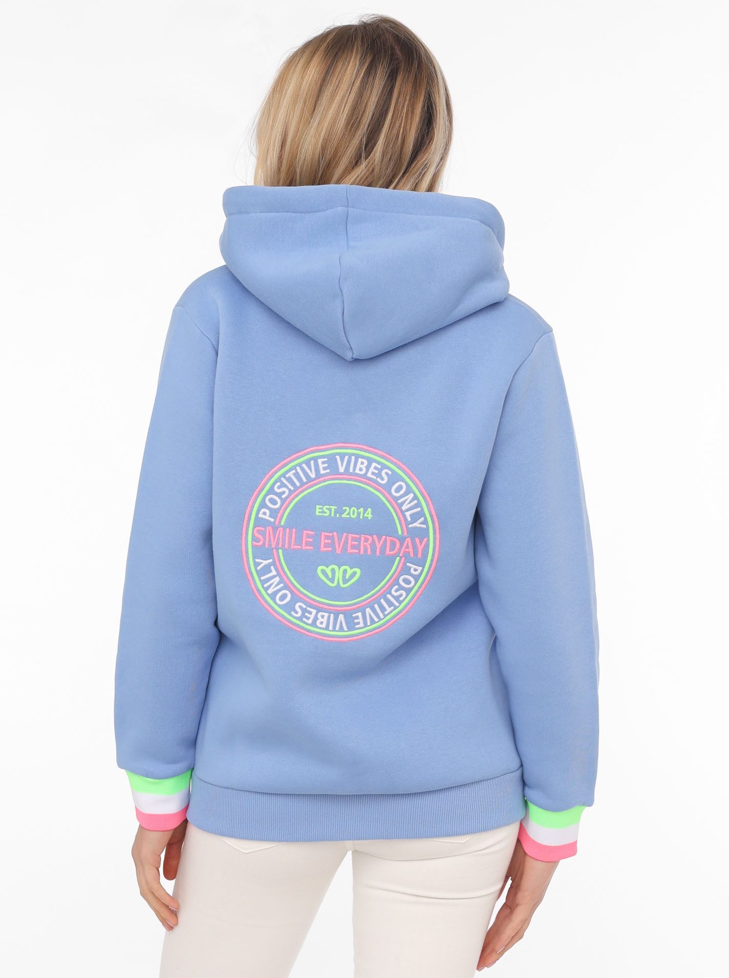 Zwillingsherz Kapuzensweatjacke "Smile Everyday ZH" Kapuze, Taschen, Langarm, Stickerei, Reißverschluss