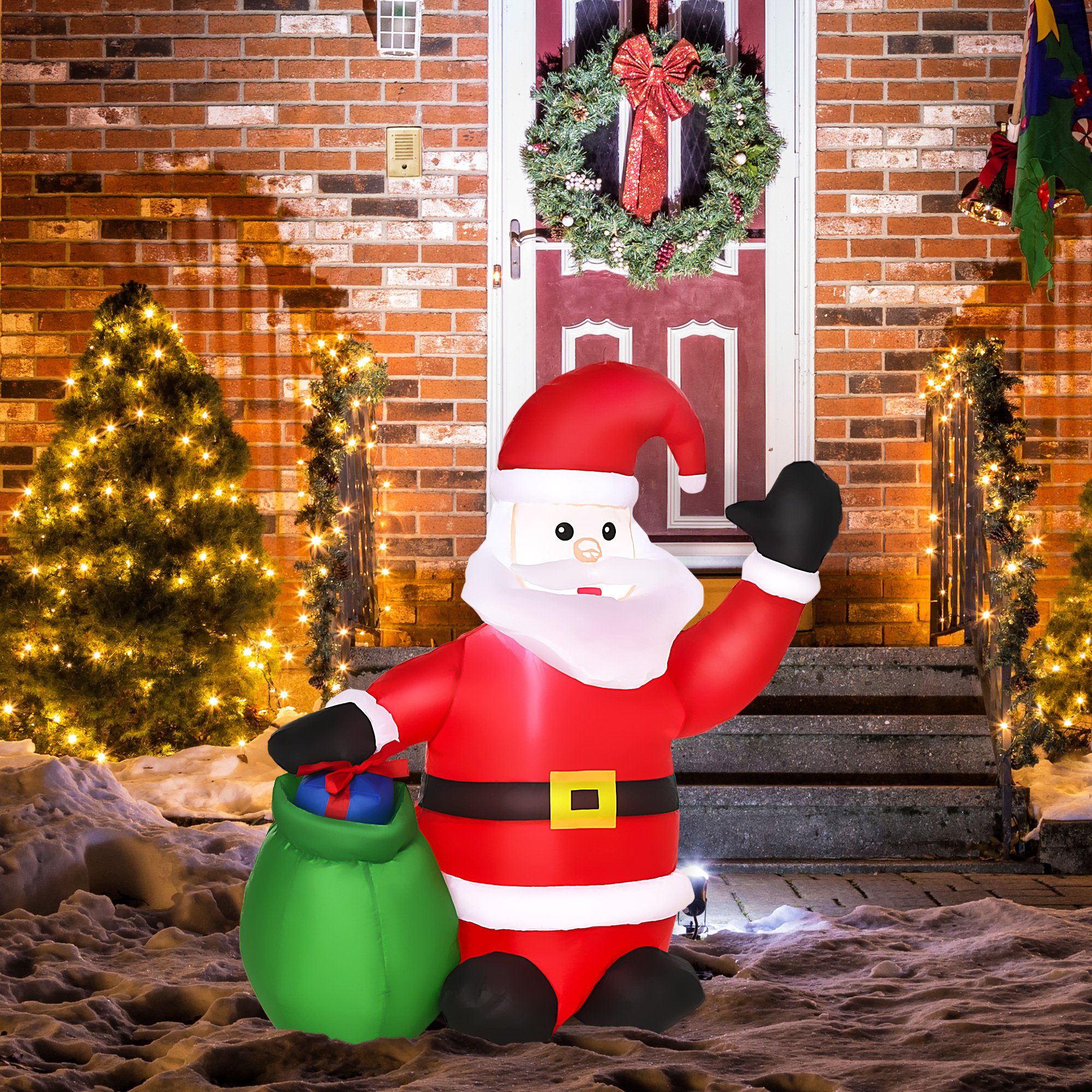 HOMCOM aufblasbar Weihnachtsmann LED Weihnachtsfigur