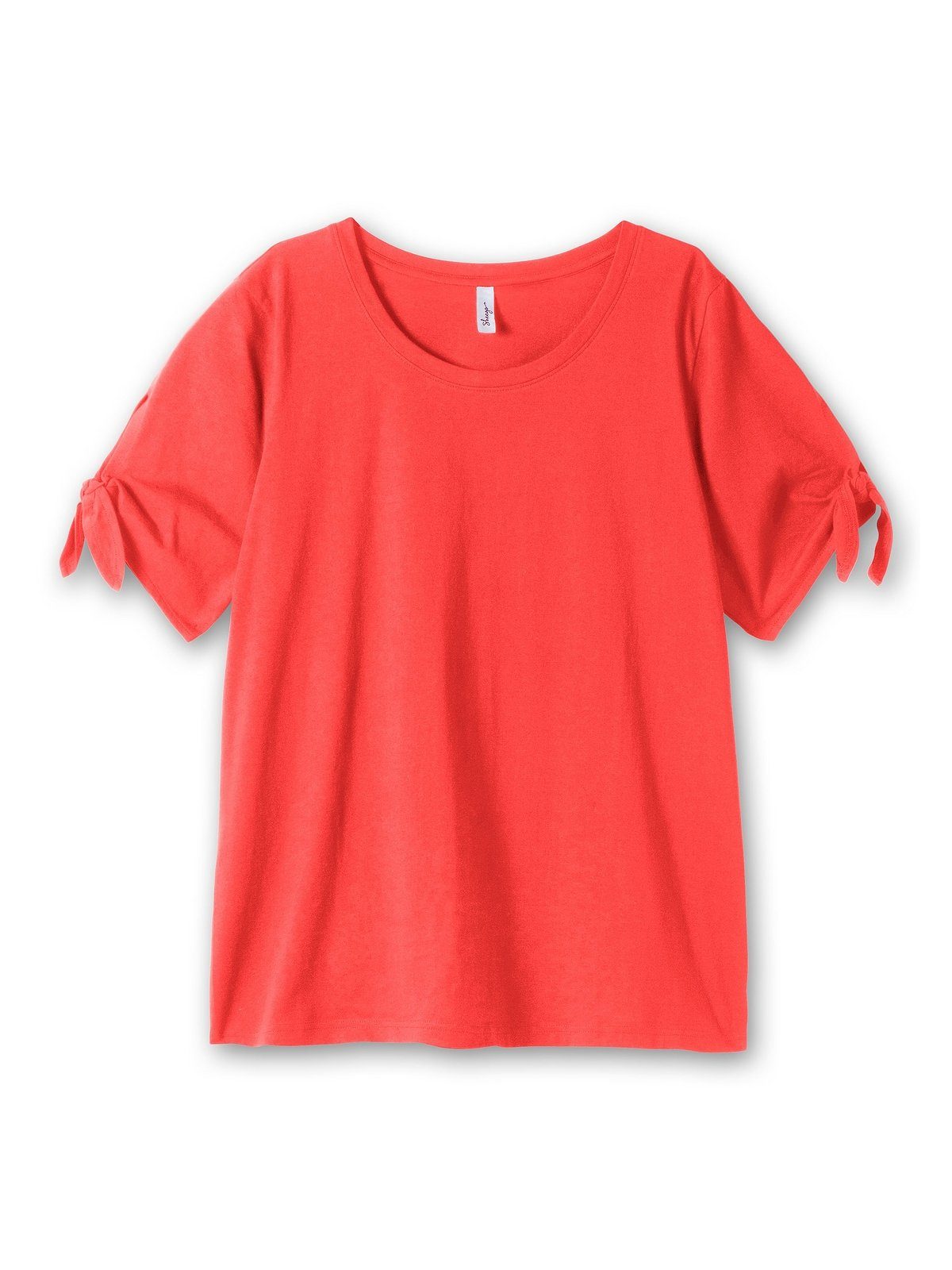 am Sheego Große rot mit Knotendetail Größen T-Shirt Ärmelsaum