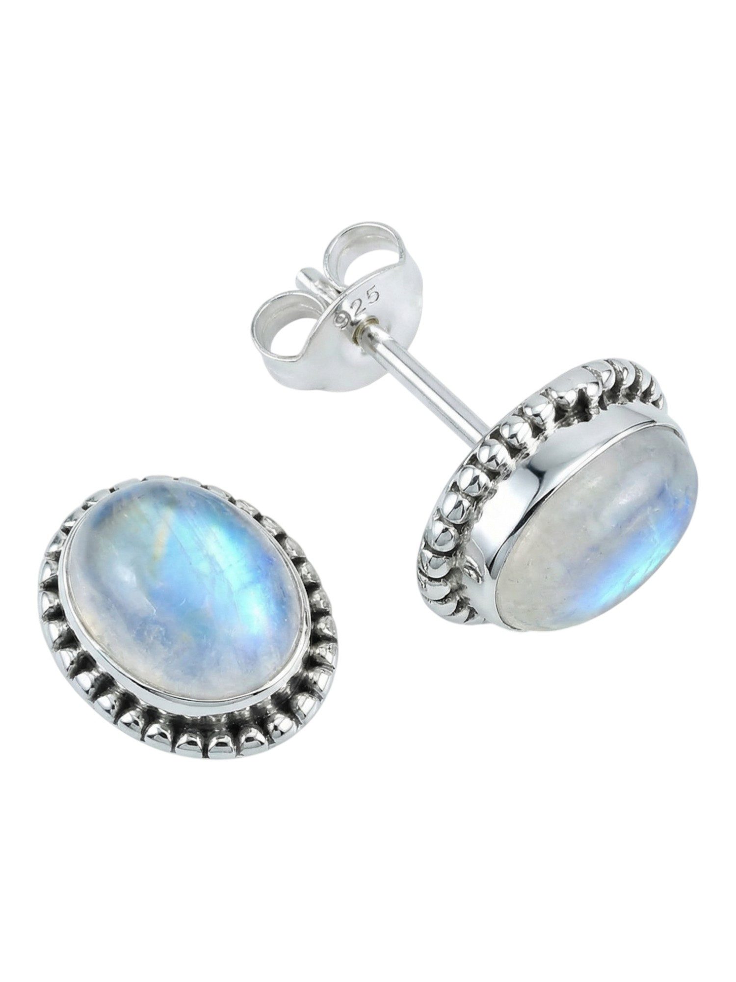 mantraroma Paar Ohrstecker 925 Silber Ohrstecker PUNTI oval mit Mondstein ( günstig online kaufen