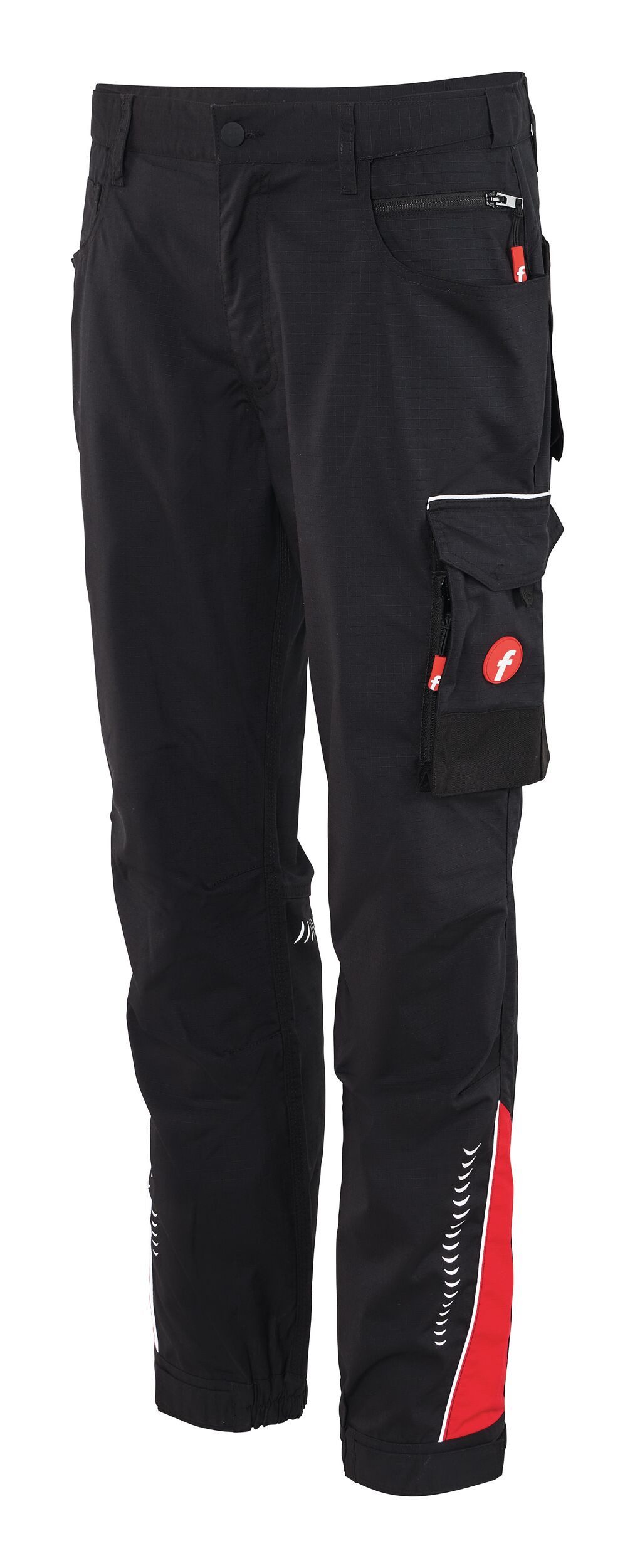 fortis Arbeitsbundhose Herren-Cargohose Performance schwarz/rot