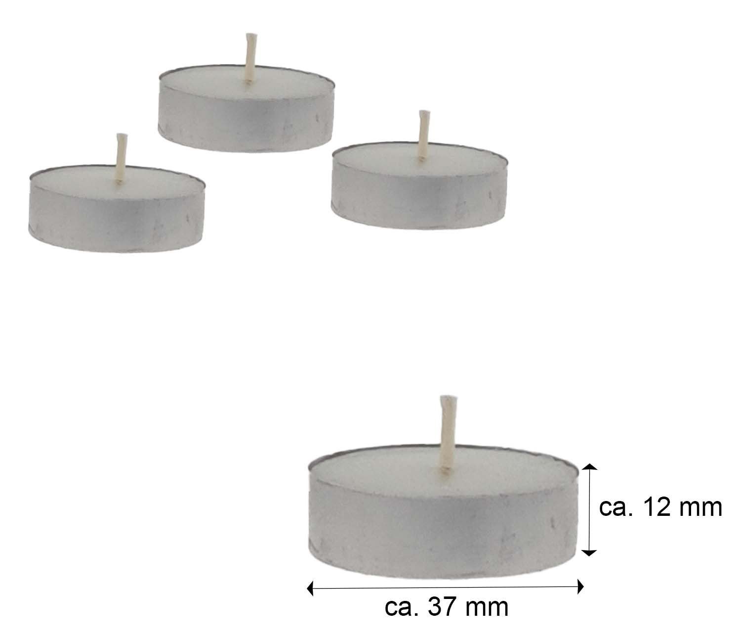 Jean Products Teelicht 100 weiße Teelichter, duftfrei, 4h Brenndauer (Set, 100-tlg., Teelichter), Teelicht Windlicht Teekerze Dekolicht Kerze Lichtquelle