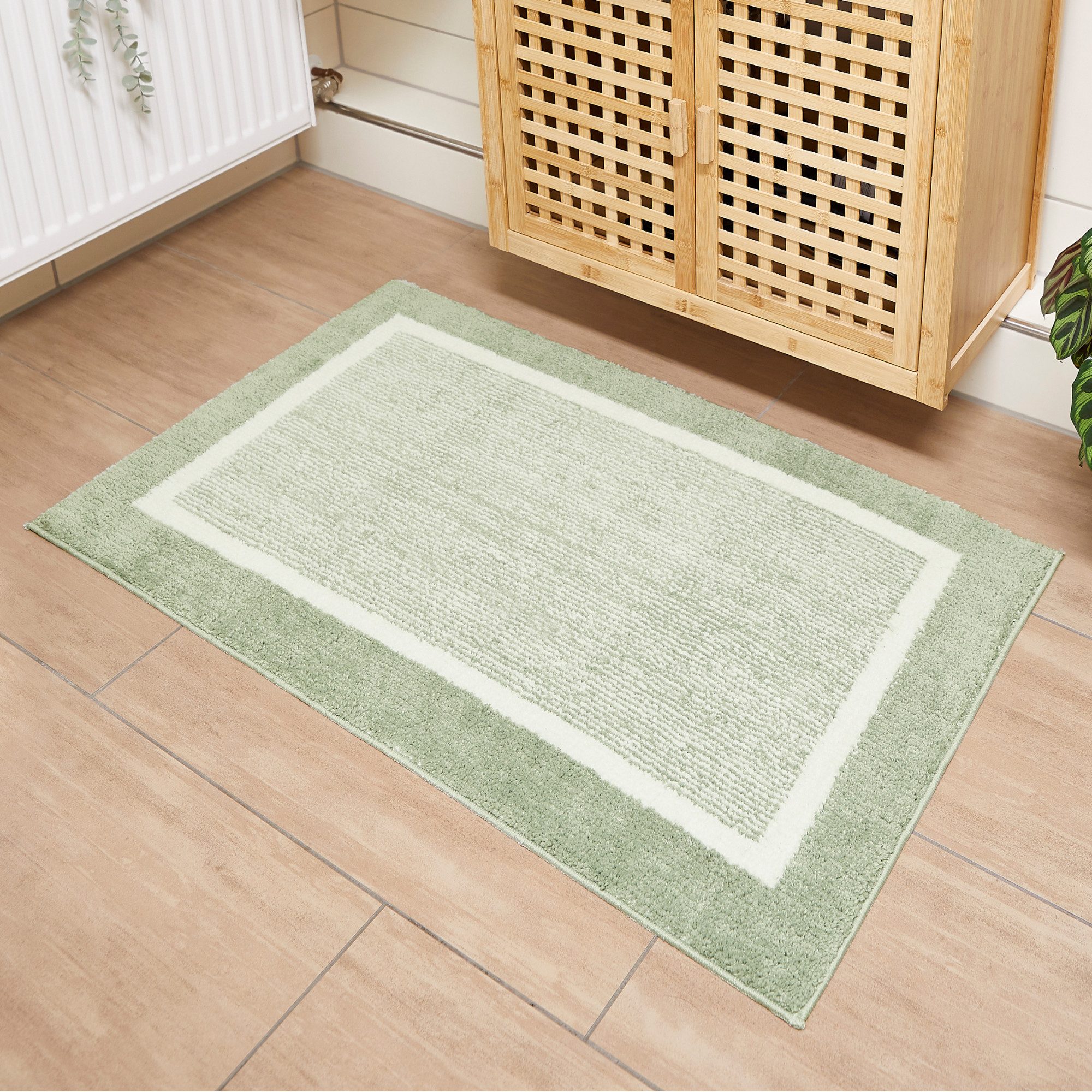 Andiamo Badematte Maui, Höhe 15 mm, rutschhemmend beschichtet, fußbodenheizungsgeeignet, Polyester, rechteckig, gestreift, mit Bordüre, auch als 2er Set erhältlich