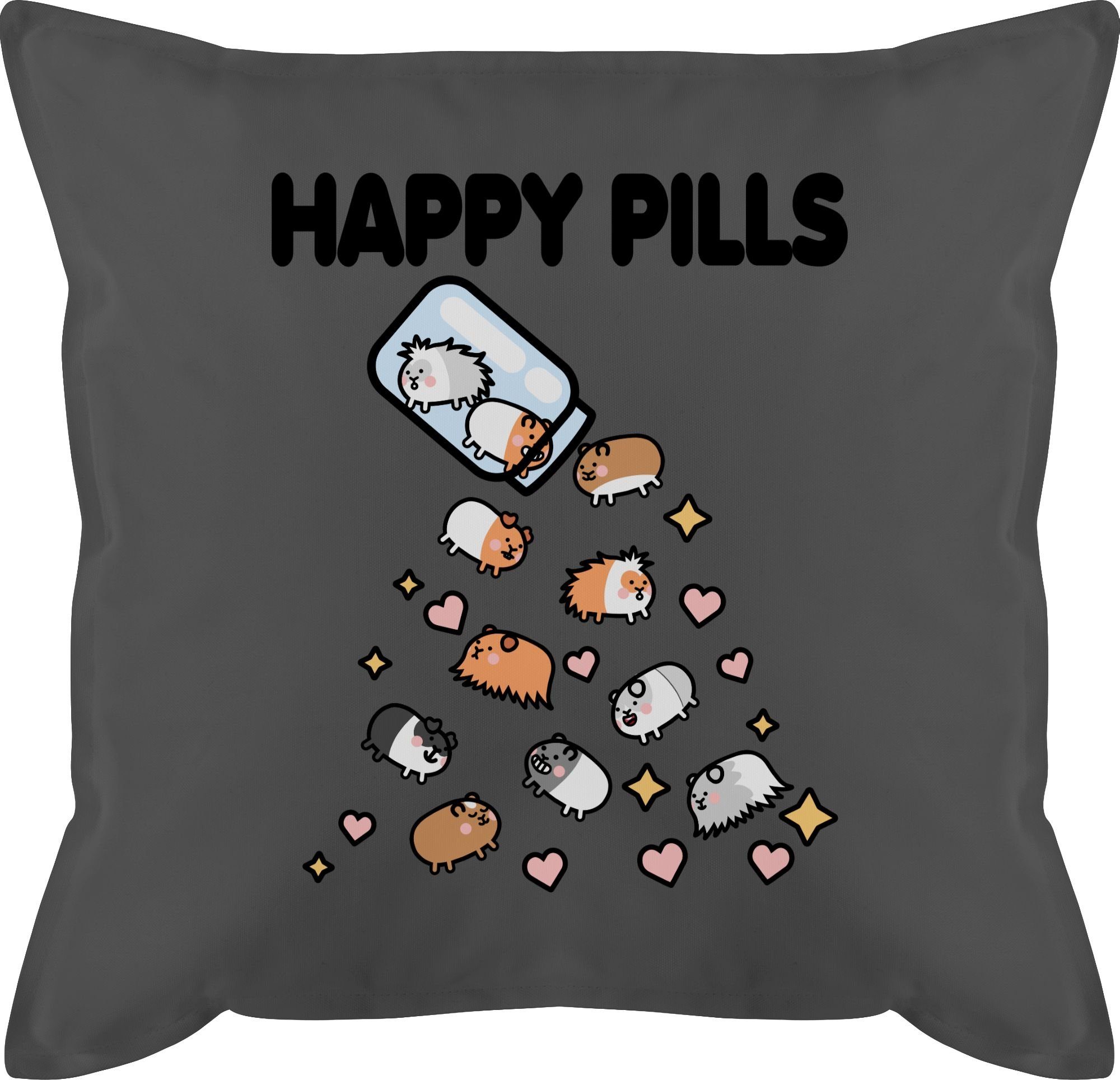 Shirtracer Dekokissen Happy Pills - Meerschweinchen Mrerschwein, Statement 1 Grau