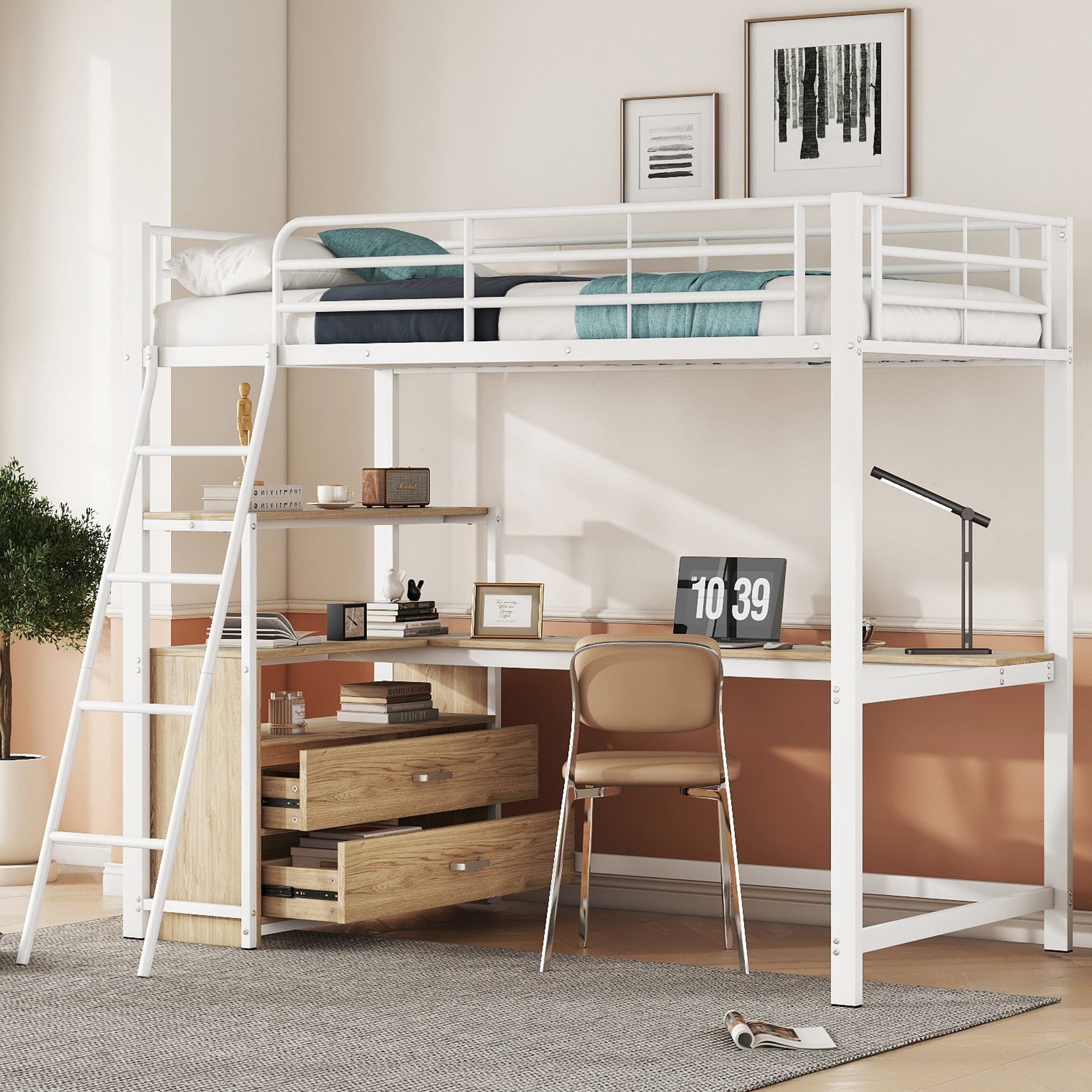Flieks Hochbett Kinderbett Metallbett 90x200cm mit günstig online kaufen