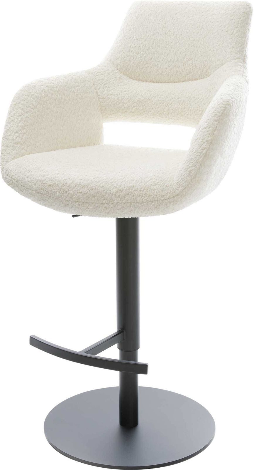 DELIFE Barhocker Yago-Flex, Drehfuß höhenverstellbar Metall Schwarz Bouclé günstig online kaufen