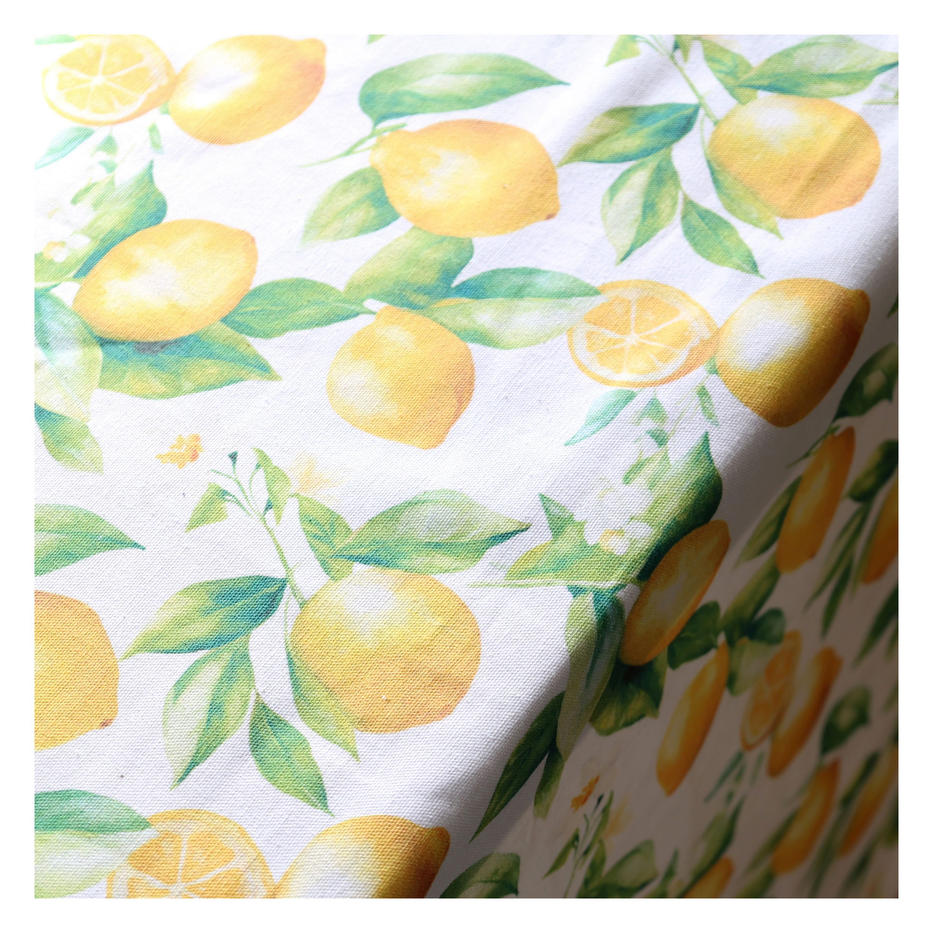 Chic Antique Tischdecke Chic Antique - Tischdecke L240xB140cm Baumwolle Weiß Gelb Zitronen