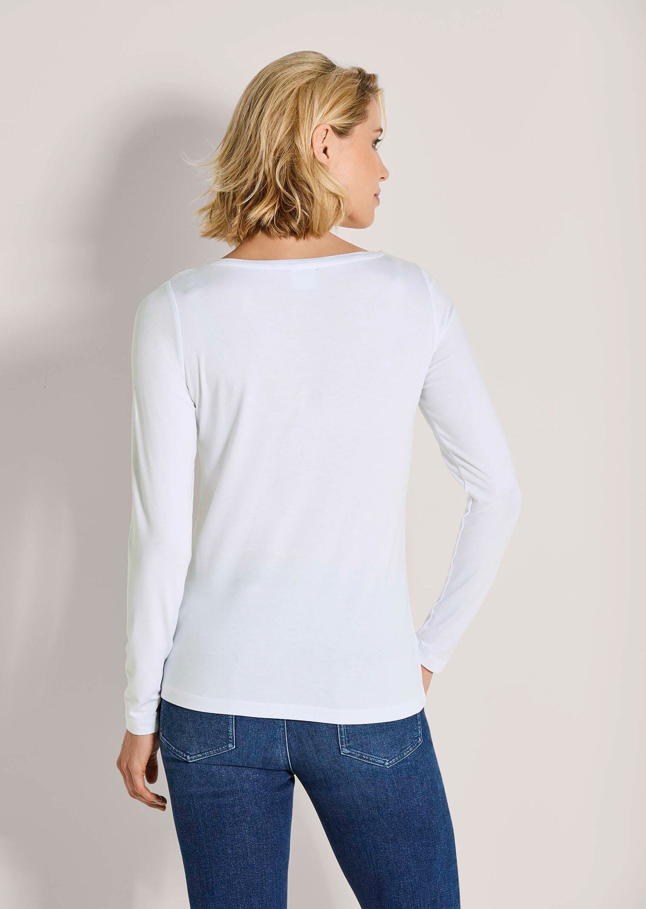 MADELEINE Langarmshirt Glamouröses Oberteil mit Straßakzenten Transparente Details mit glanzvollen Akzenten, Langarm, Rundhals