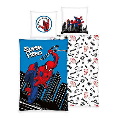 Bettwäsche Spiderman Marvel 135x200cm Disney Super Hero, Herding, Renforcé, 2 teilig, Zeichentrickfiguren, mit Knopfleiste