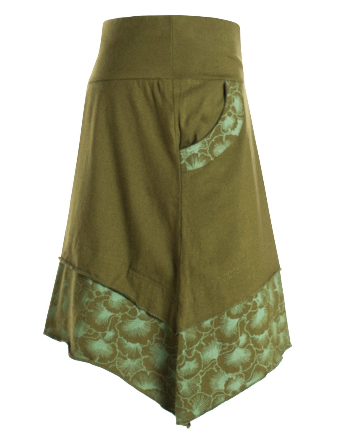 Vishes Minirock Damen Baumwolle A-Linie Blumen-Muster breiter Bund zum Schnüren Alternative Bekleidung, Ethno, Hippie, Retro Style