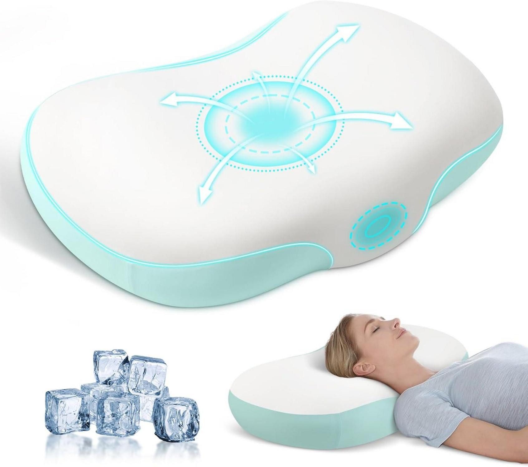 Anti-Schnarch Kissen Memory Foam-Nackenstützkissen Wolkenform Blau/Weiß Orthopädisch