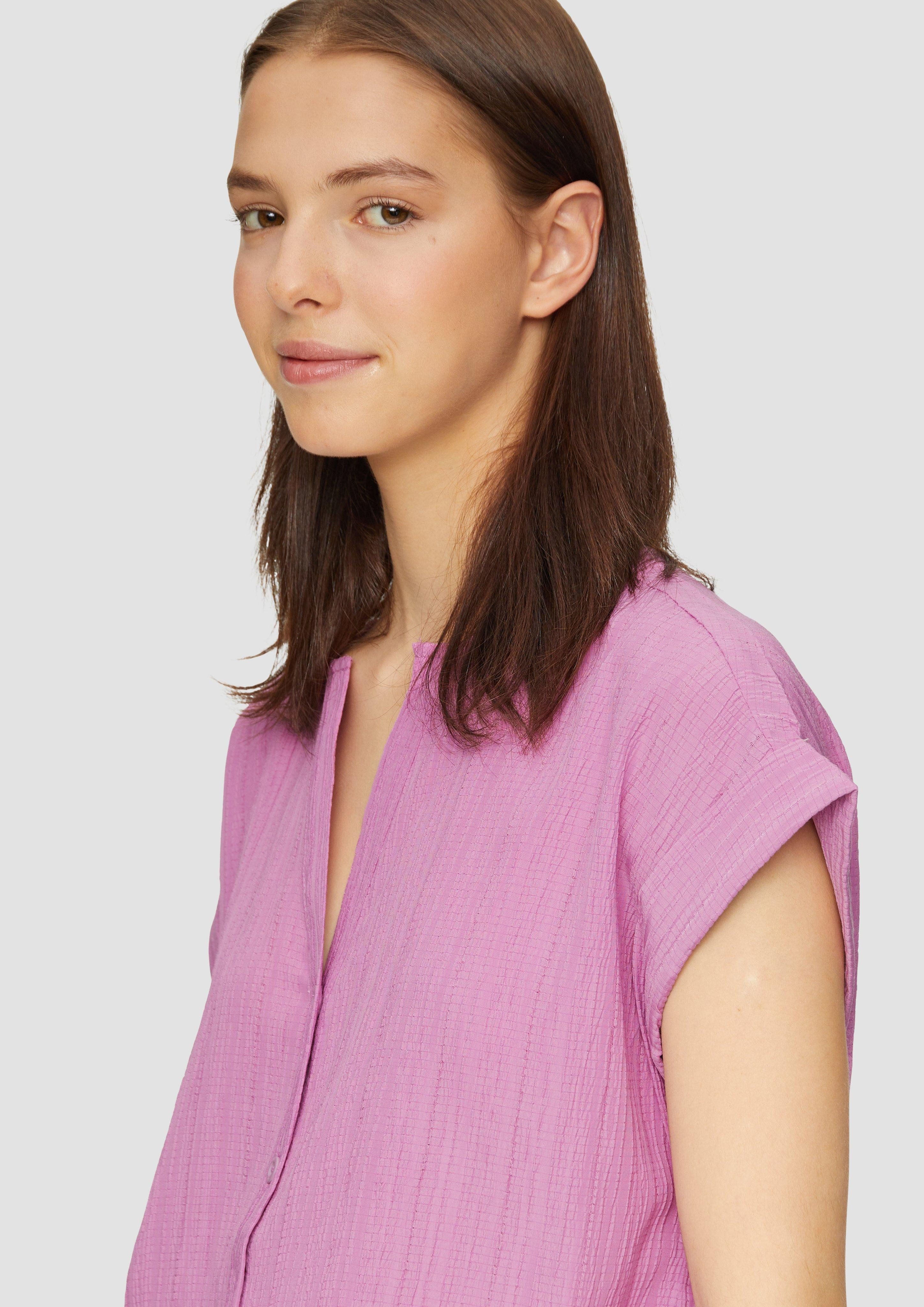 QS Kurzarmbluse Oversize-Bluse mit Strukturmuster günstig online kaufen