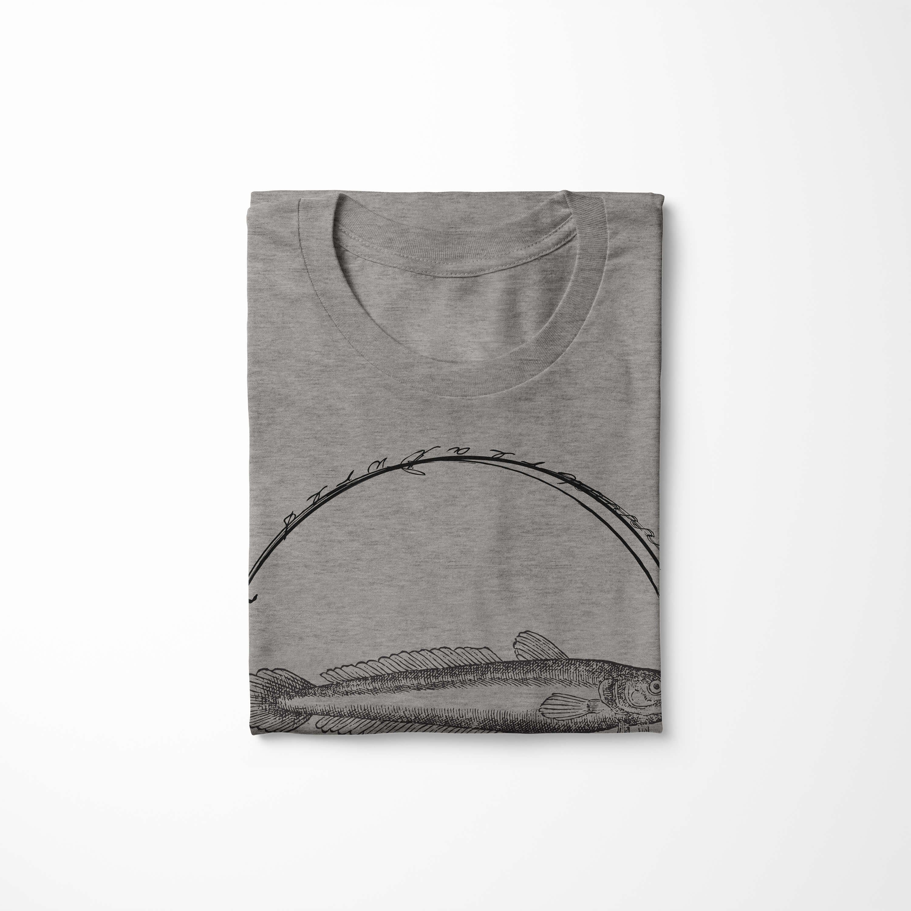 Sinus Art T-Shirt feine Schnitt / Ash Serie: 034 Creatures, und sportlicher Sea Tiefsee T-Shirt Fische - Struktur Sea
