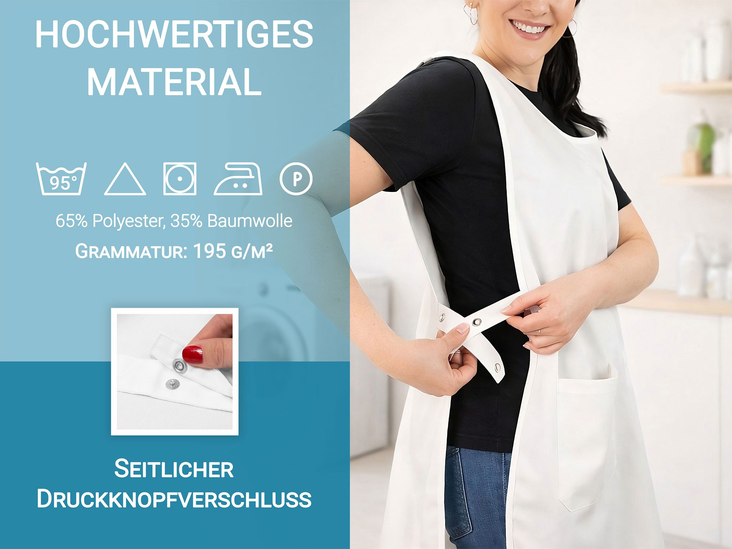ZOLLNER Kochschürze, (1-tlg), 27 x 37 cm, 65% Polyester, 35% Baumwolle