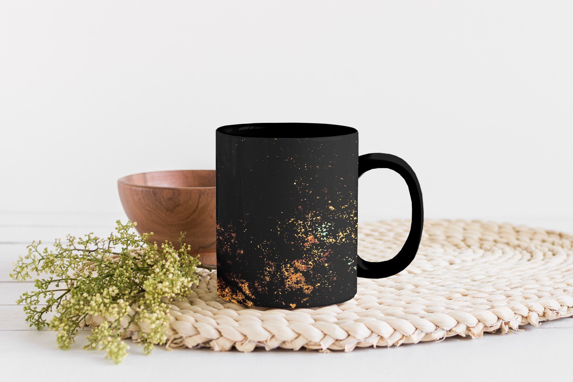 MuchoWow - Geschenk Gold Kaffeetassen, Zaubertasse, Teetasse, Schwarz Luxus, Tasse Farbwechsel, - Keramik,