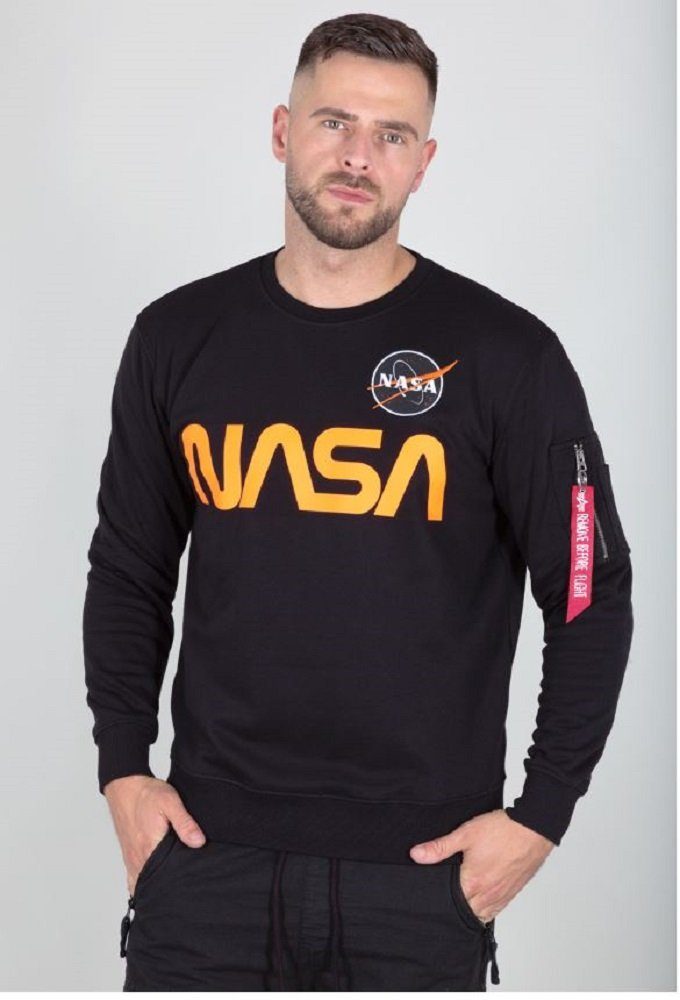 M Sweatshirt Alpha Schwarz Reflective NASA Industries Sweater Orange