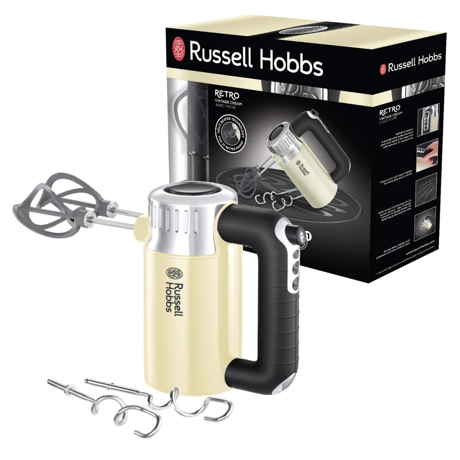 RUSSELL HOBBS Handmixer Retro Cream HandMixer 500W HandRührgerät