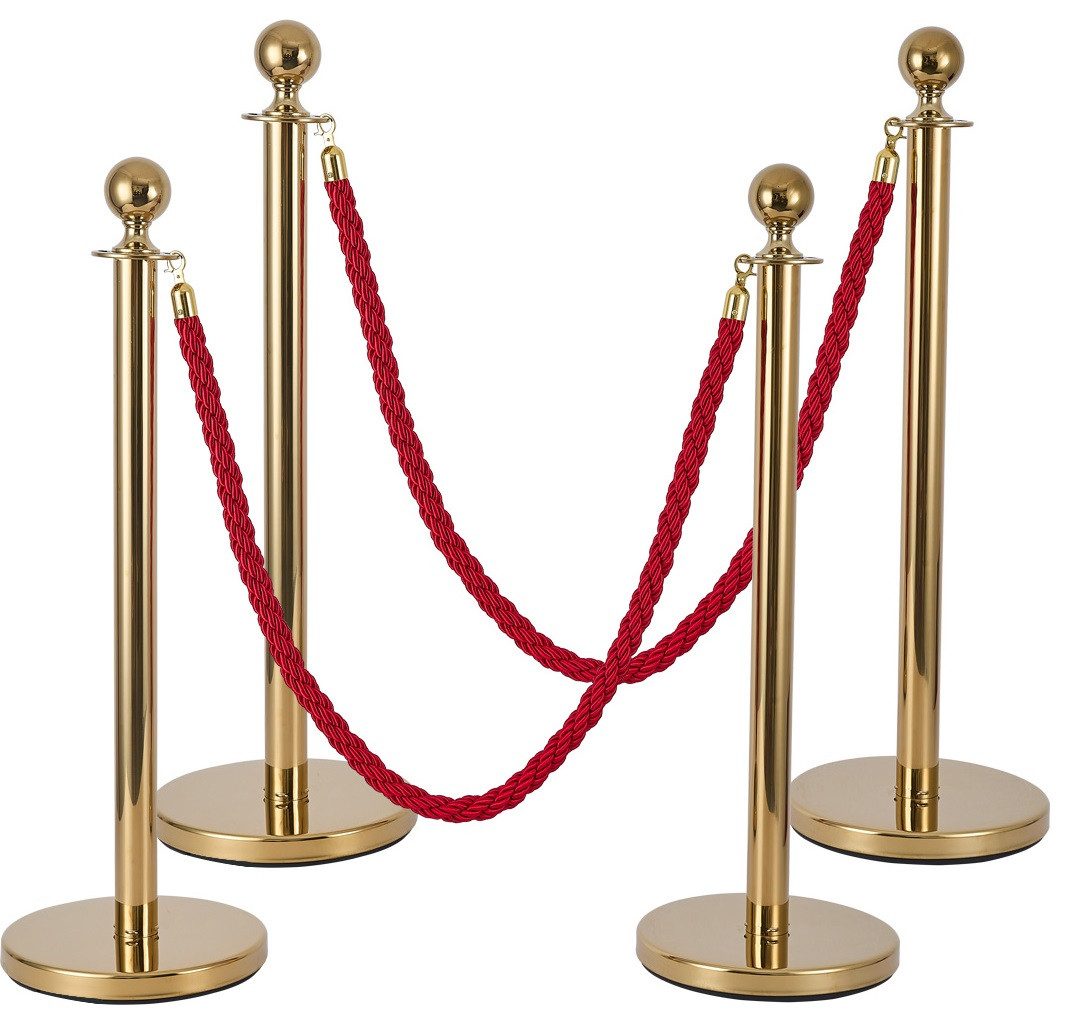 Eurohandisplay Absperrpfosten Absperrpfosten Set Personenleitsystem mit Kugelkopf Absperrkordel