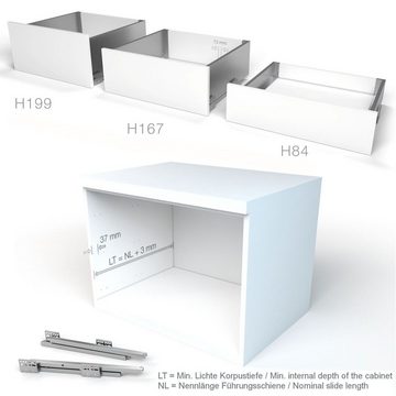 SO-TECH® Schubkasten Schubladensystem JUNKER SLIM anthrazit H: 84 mm bis 40 kg belastbar, SoftClose, mit 13 mm schlanken Schubladenzargen, Nennlänge 300 mm