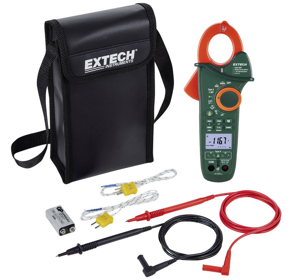 Thumbnail - Spannungsprüfer Extech Extech EX623A Stromzange digital IR-Thermometer CAT III 600 V, (Extech EX623A)