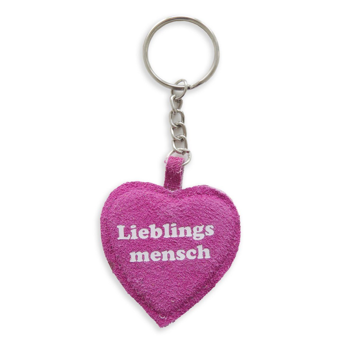 Sonia Originelli Schlüsselanhänger Schlüsselanhänger "Lieblingsmensch" Leder Anhänger Wildleder pink