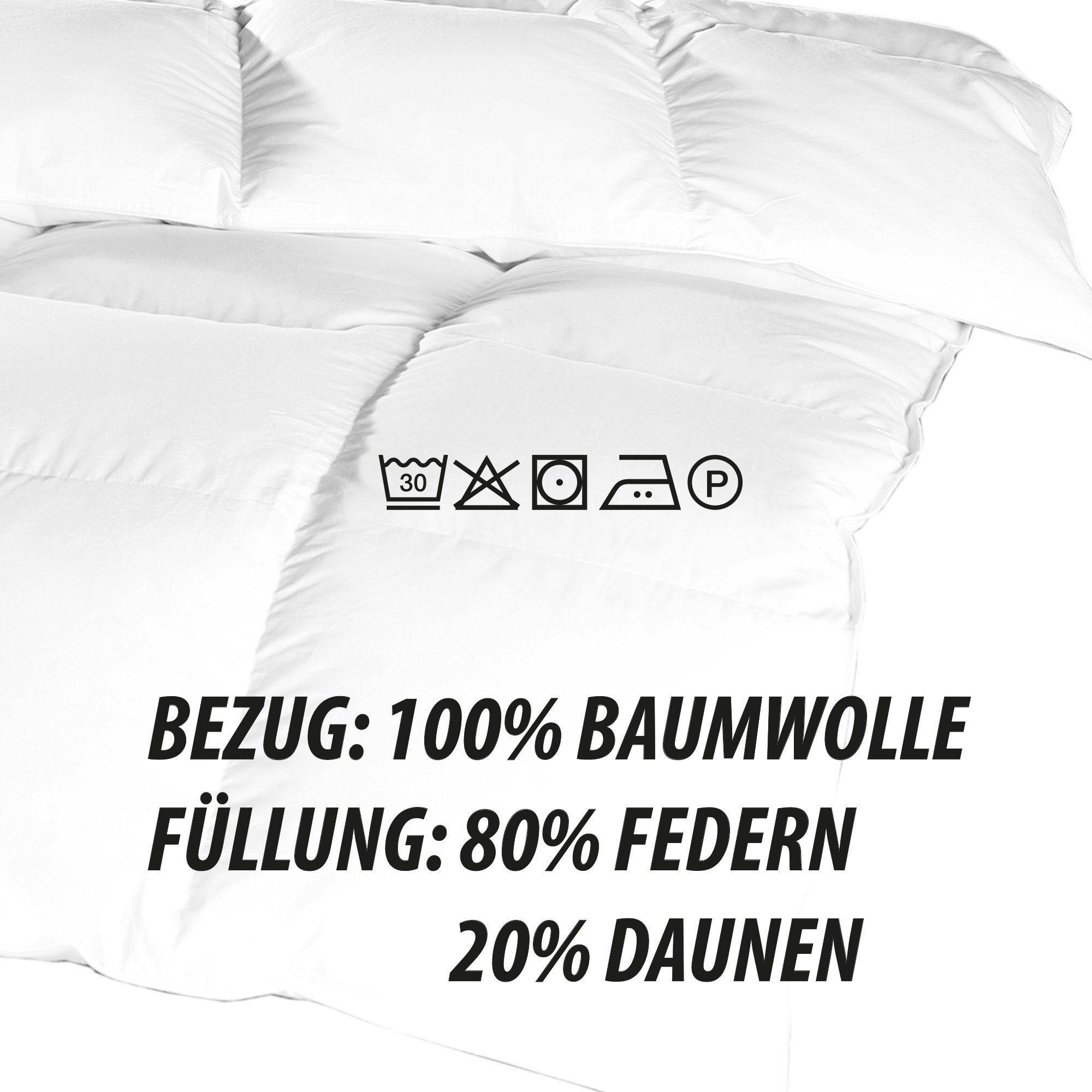 Federbettdecke, Downpass Federn, Bettdecke Daunendecke Qualität Kassettenbett Winterdecke 80% 135x200cm Füllung: und - Bestlivings, 20% Tierschutz, Daunen, Bezug: - Baumwolle, (4x6) 