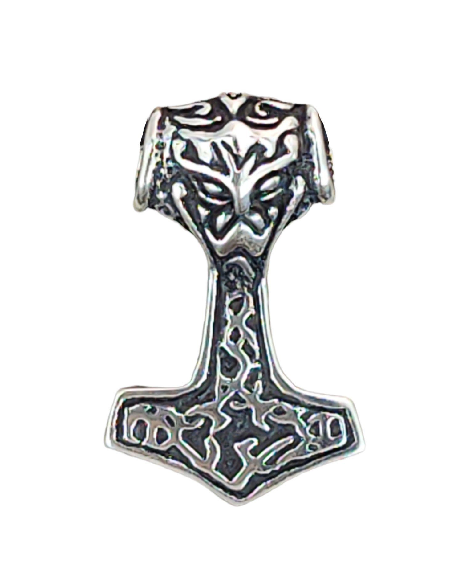 Kettenanhänger Leather of mit 925 Thorshammer Silber Kiss Königskette Anhänger Thor Thorhammer Mjölnir