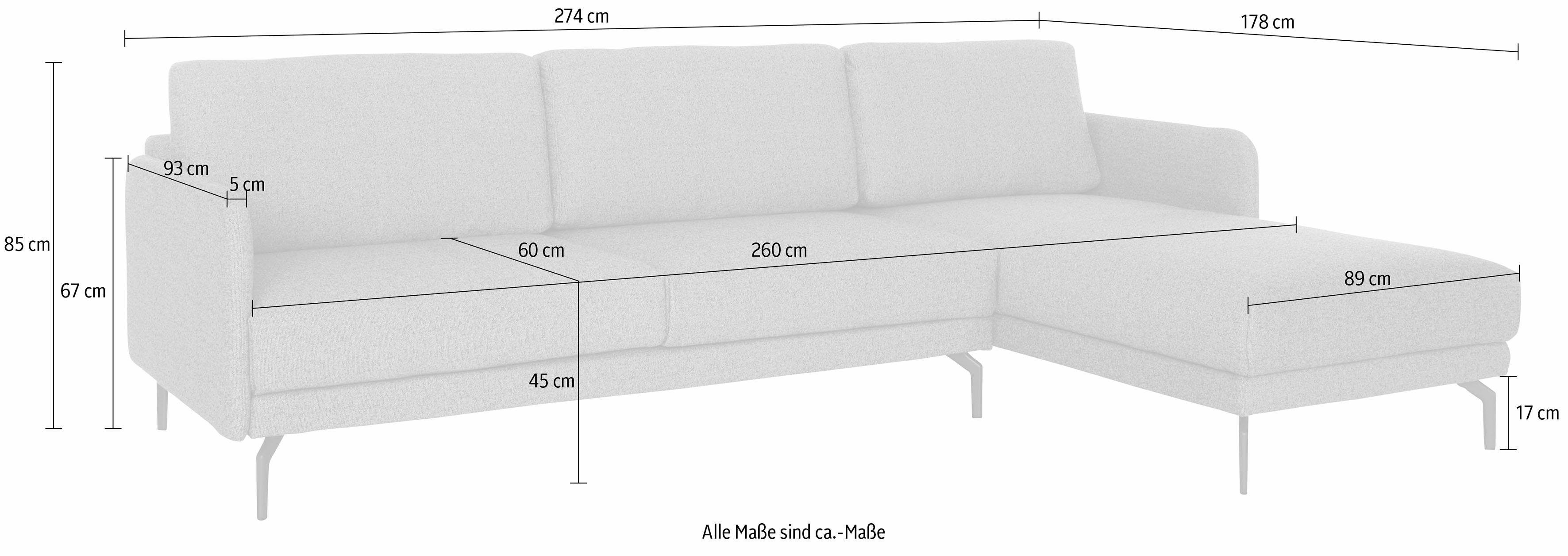 Armlehne 274 sofa sehr cm, Breite Umbragrau Alugussfuß Ecksofa schmal, hülsta hs.450,