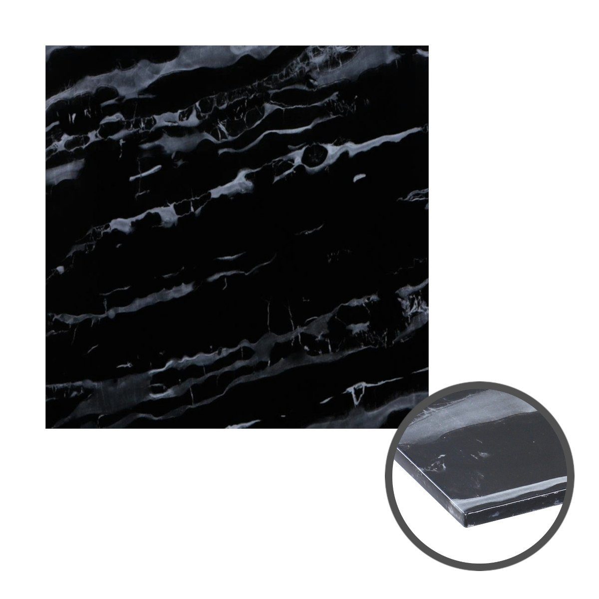 HOOZ Tischplatte aus Glas verschiedene Größen (Marmorschwarz, 1 St., ESG-Sicherheitsglas), mit hochwertigem Facettenschliff