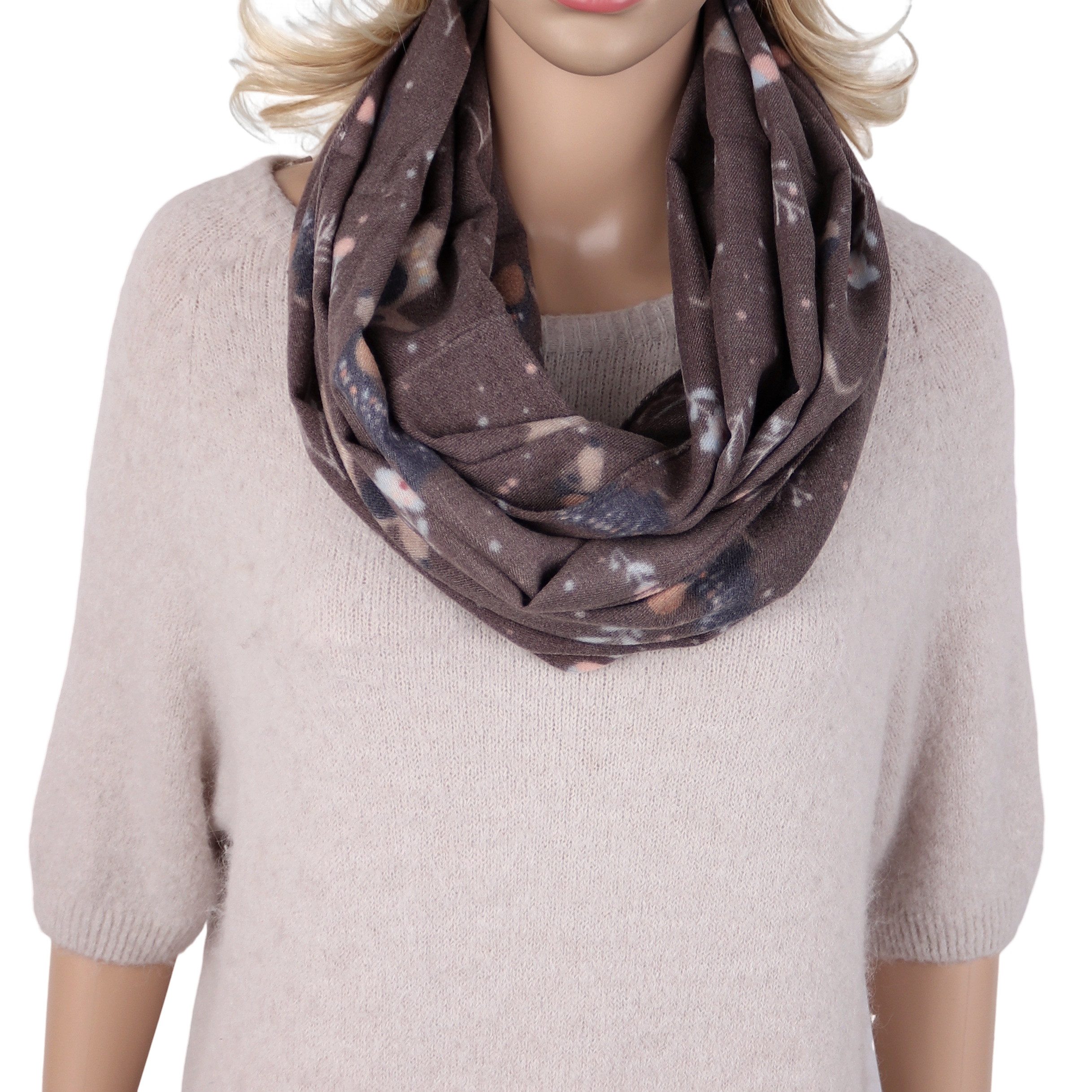 MIRROSI Loop Damen Loopschal, etwas dickerer Stoff, mit Hundemotiv, (ca.160x40cm, zweimal um den Hals wickelbar, Neue Kollektion Herbst/Winter 2026), superweicher Winterschal, dicker Schlauchschal