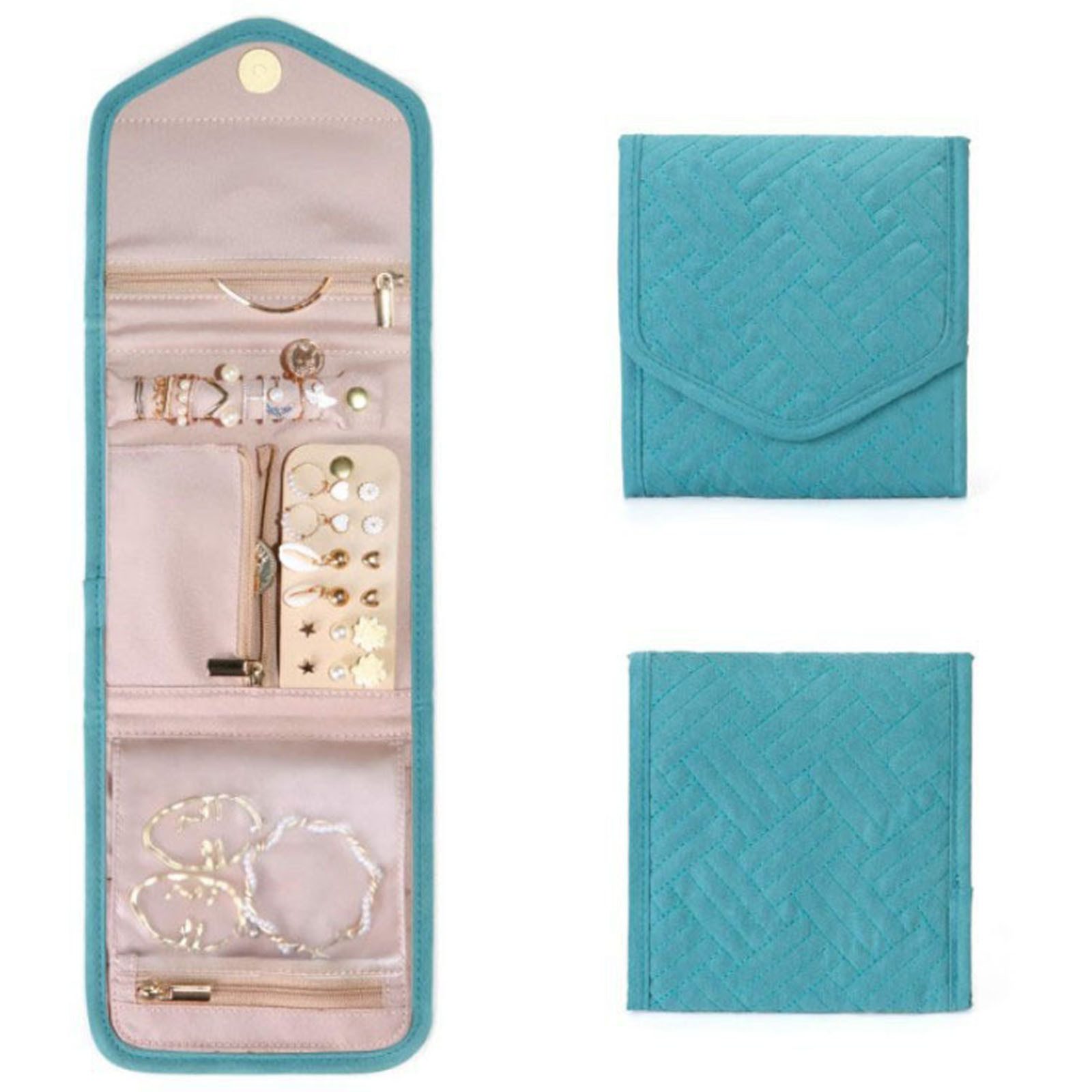 STILVORA Schmucketui Faltbare Schminktasche Halsketten Organizer Reise-Schmuckbox Tragbar (für Halsketten, Ohrringe und andere Schmuckstücke, Robust, vielseitig einsetzbar, leicht faltbares Design), für Reisen und den täglichen Gebrauch zu Hause