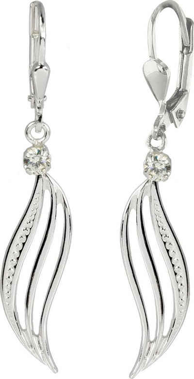 SilberDream Paar Ohrhänger SilberDream Ohrringe Damen 925 Silber (Ohrhänger), Damen Ohrhänger Welle aus 925 Sterling Silber, Farbe: silber, weiß