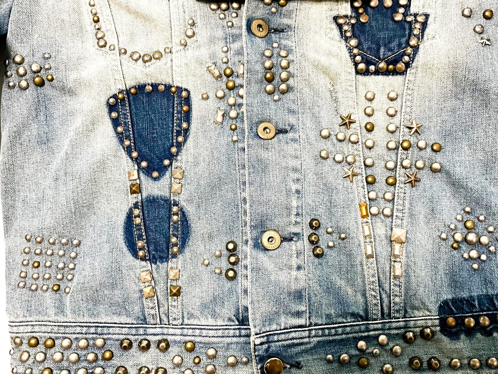 Replay Jeansjacke Replay Jeans Herren Jacken, REPLAY MENS BLUE ISSUE JEANS JACKET Stehkragen, Nietenbesatz, Patches