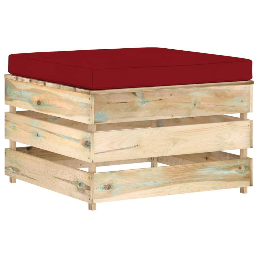 vidaXL Loungesofa Modulare mane mit Kissen Grün Imprägniertes Holz, 1 Teile Weinrot und Braun