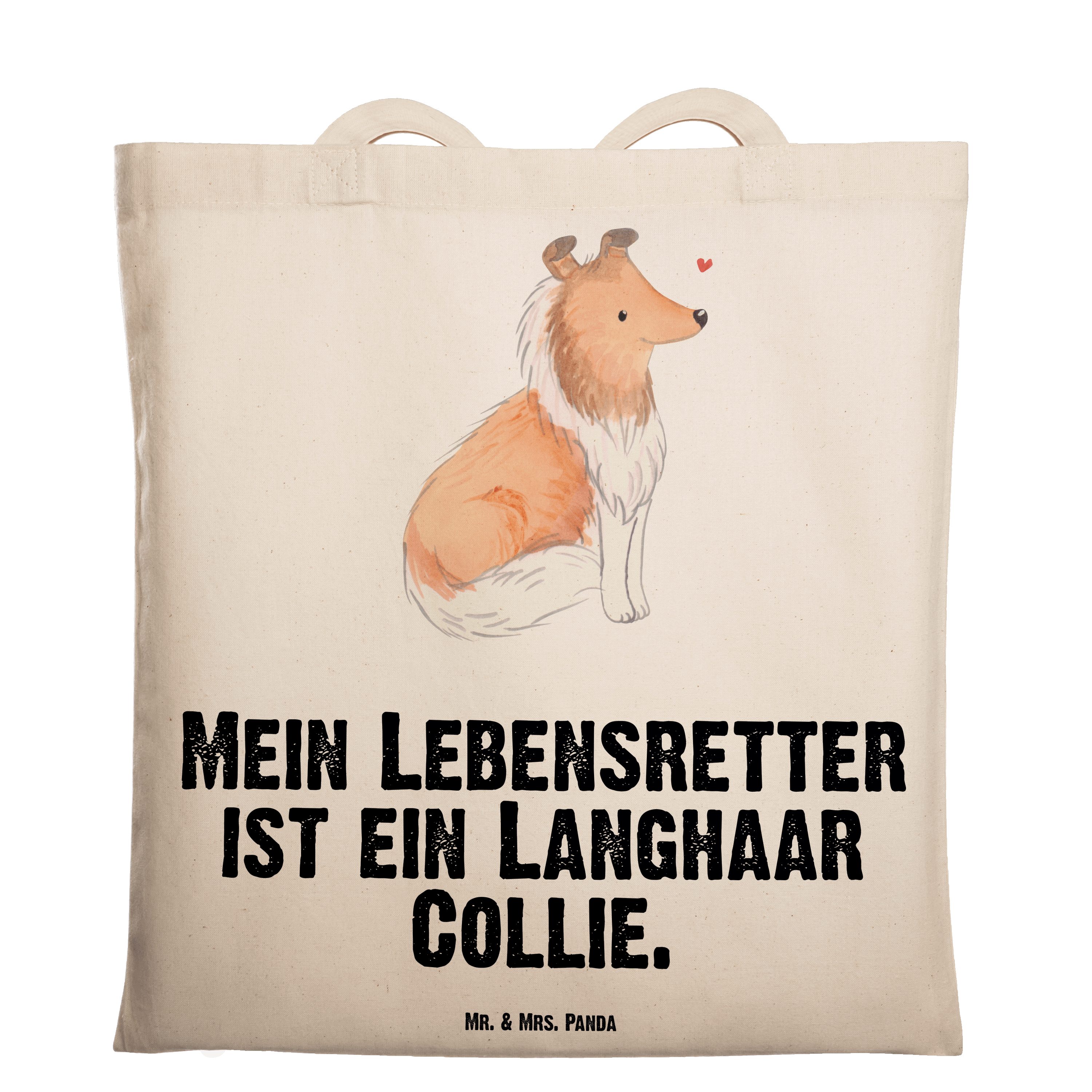 Mr. & Mrs. Panda (1-tlg) J Geschenk, Langhaar - Transparent Tragetasche Stoffbeutel, - Lebensretter Collie