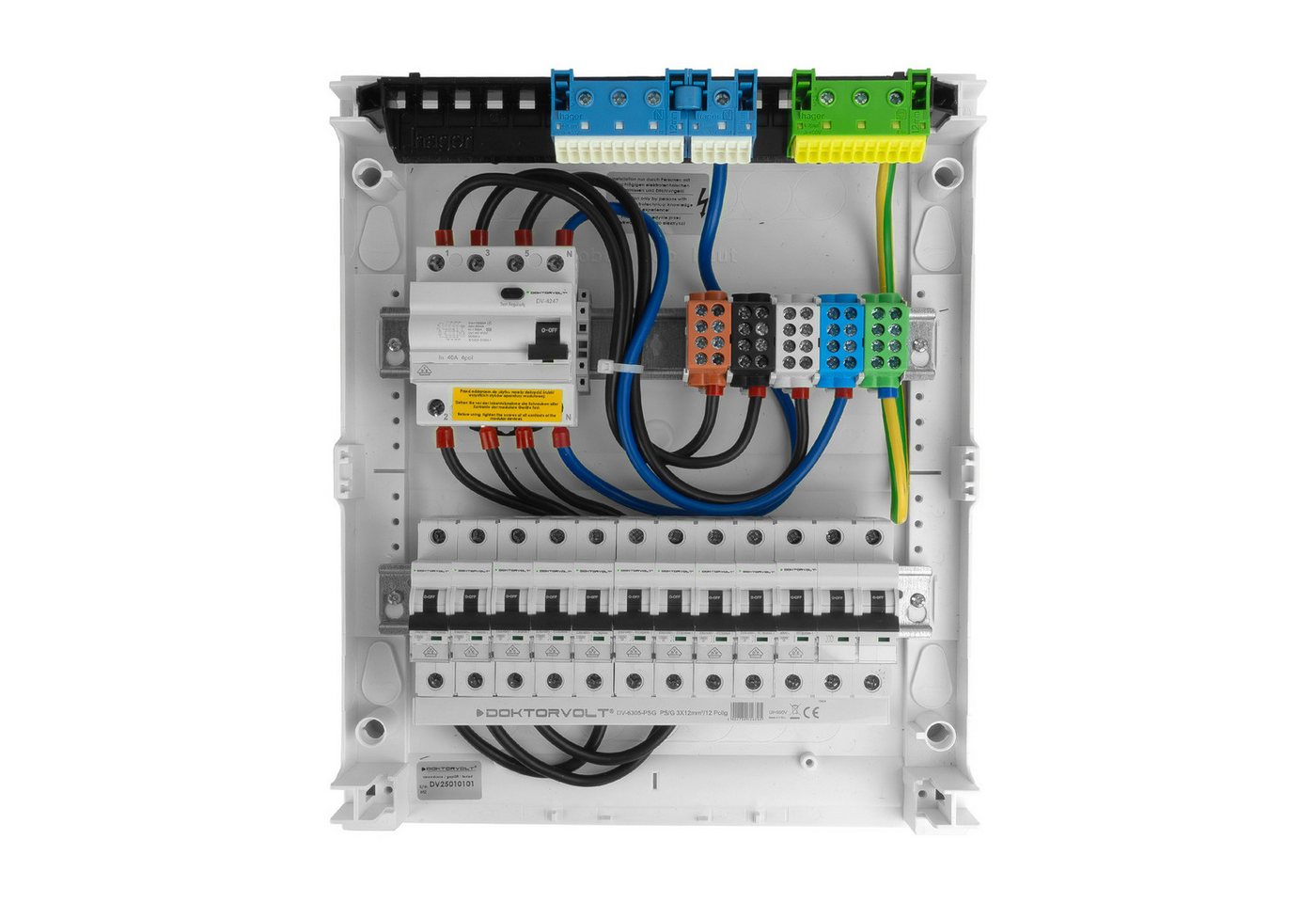 Doktorvolt Stromverteiler Sicherungskasten Hager Aufputz 10xMCB 1xRCCB 2x12 Verteilerschrank VDE