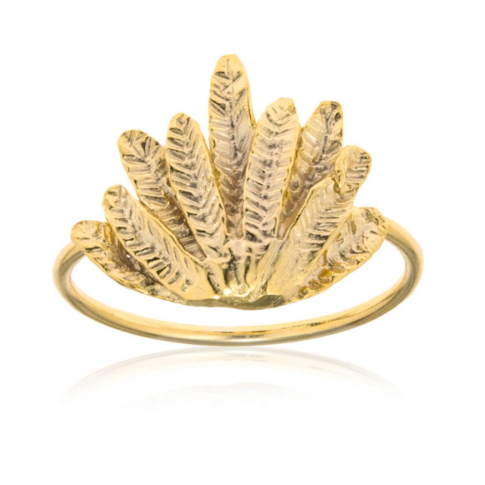 Silberring Cavill Damenring 925 Sterlingsilber, Goldbeschichtet, Federmotiv
