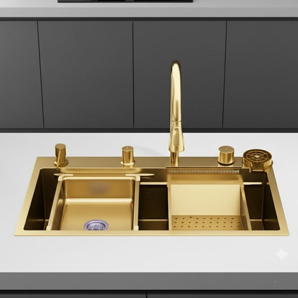 Faizee Home Edelstahlspüle Premium Küchenspüle Viele Farben Wasserfall Küch günstig online kaufen