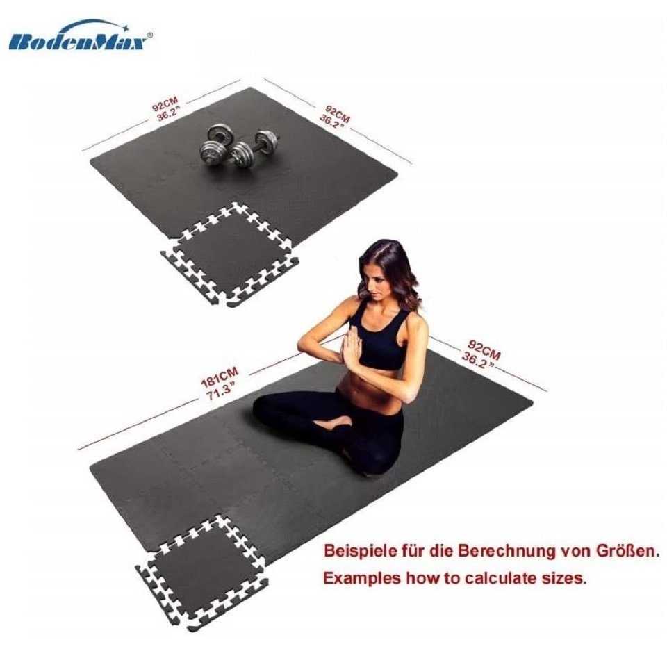 54stück=4.98m²(10.84€/m²)schwarz 30x30x1cm BodenMax® BodenMax Bodenturnmatte sportmatte bodenschutzmatte puzzle,