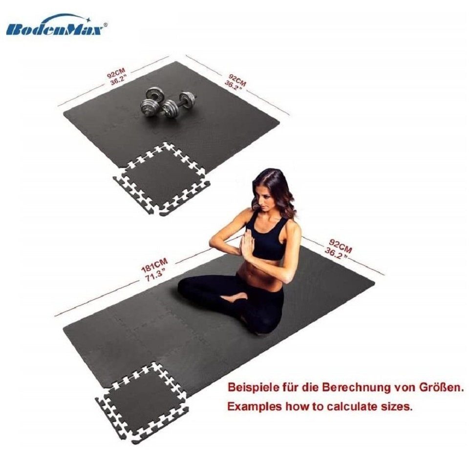 BodenMax Bodenturnmatte BodenMax® bodenschutzmatte sportmatte puzzle, 30x30x1cm (36-St)