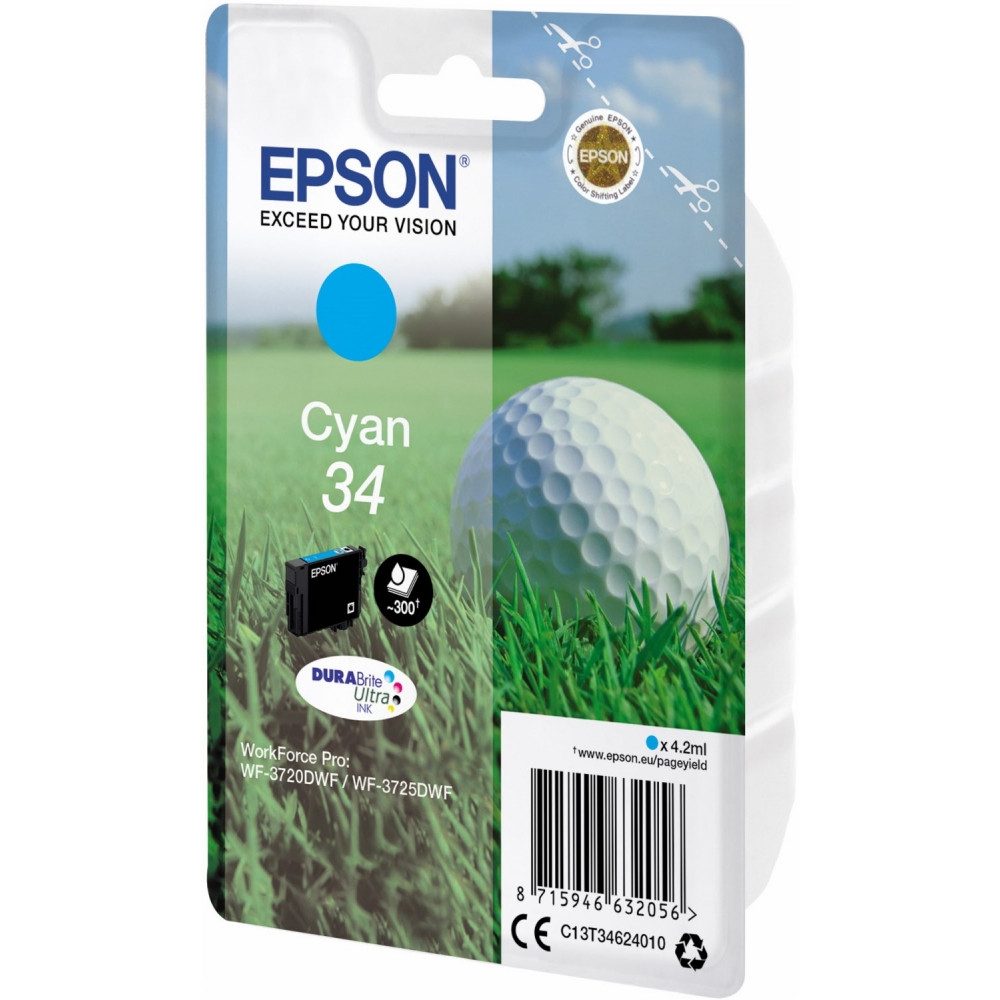 Epson Epson 34 DURABrite Ultra Tintenpatrone cyan Druckerzubehör Tintenpatrone (Pigmenttinte wisch- und wasserfest)