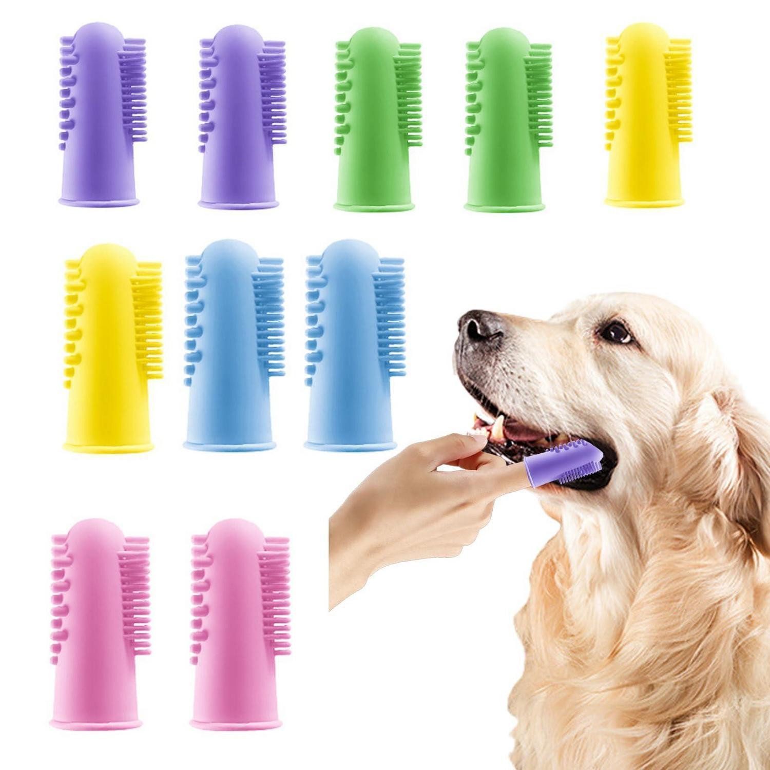 LuxusKollektion Tier-Fingerzahnbürste Hundezahnbürste Fingerling Silikon 10er Set