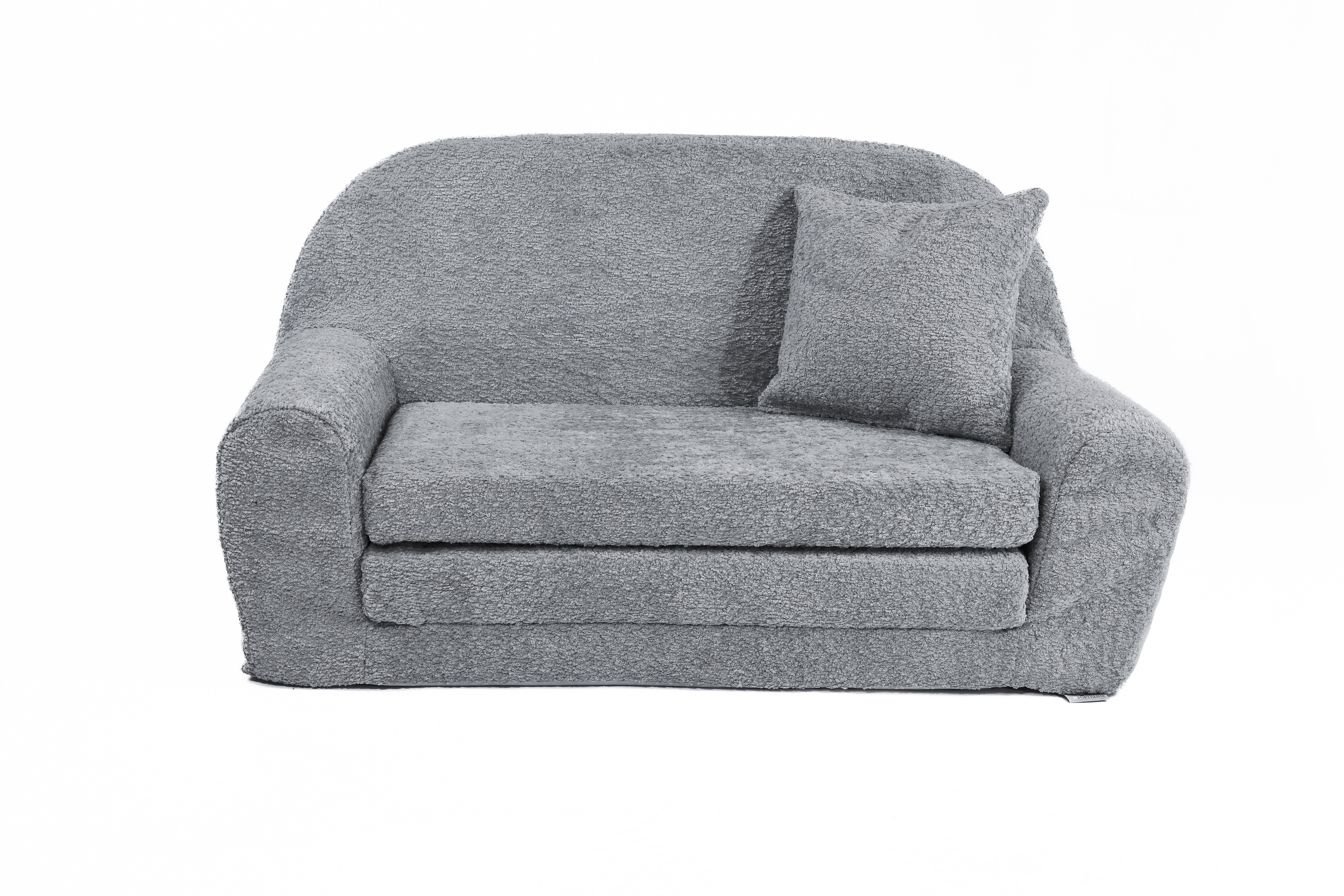 FORTISLINE Kindersofa Mini-Sofa Kindersofa Spielsofa aus Teddy-Stoff ausklappbar, Ausklappbar