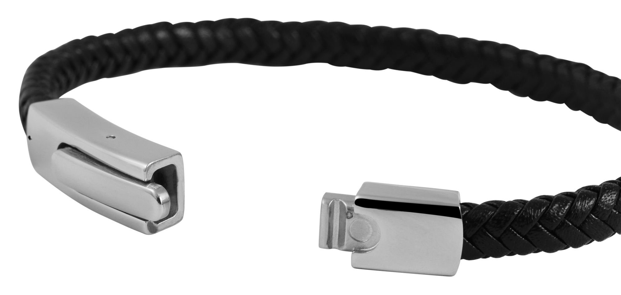 AKZENT mit Echtleder Schwarz Armband Unisex aus Edelstahlelement Lederarmband Tamba (einzeln)