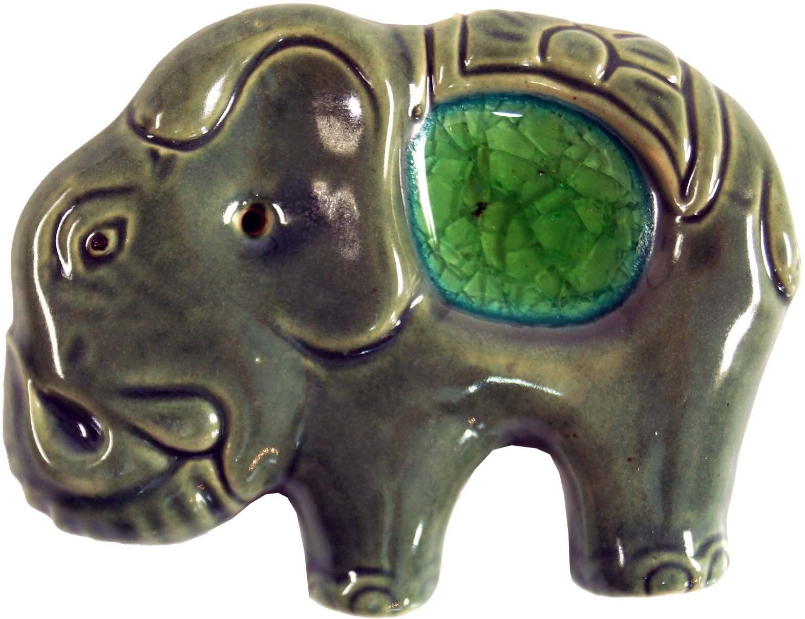 3 aus Keramik Räucherstäbchen-Halter Guru-Shop grün.. Elefant Modell Räucherstäbchenhalter