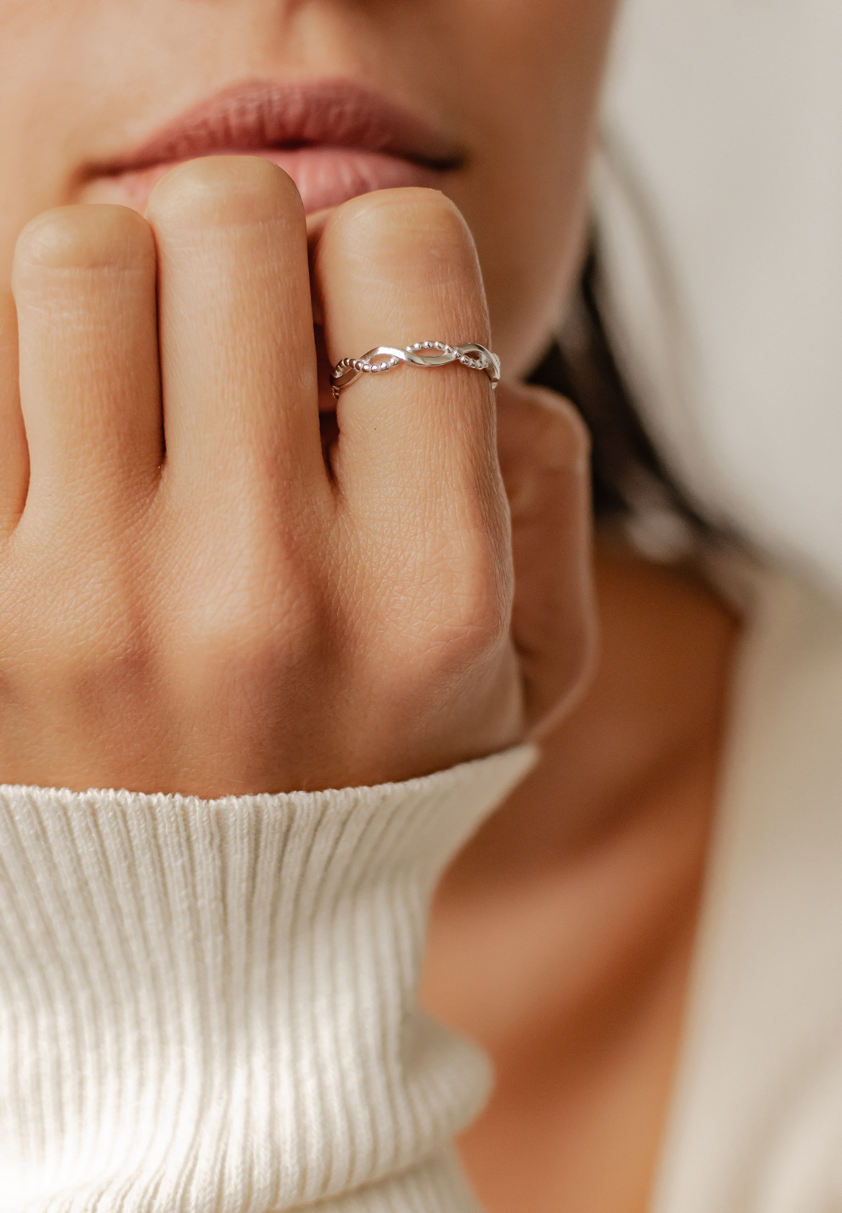 Hey Happiness Fingerring Doppelt Infinity, Damen Ring Silber 925 vergoldet, günstig online kaufen